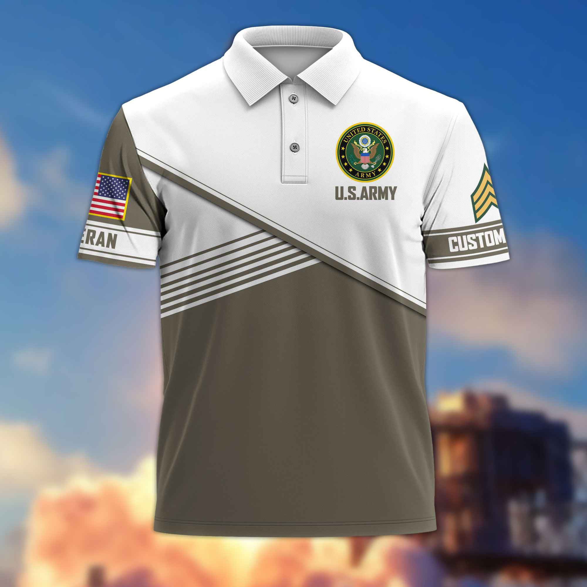 Premium US Army Polo Shirt VPVC217410, Custom Name, Rank, Gifts For Army Veteran, Best Gifts On Father’s Day, Armed Forces Day, Independence Day, Veterans Day