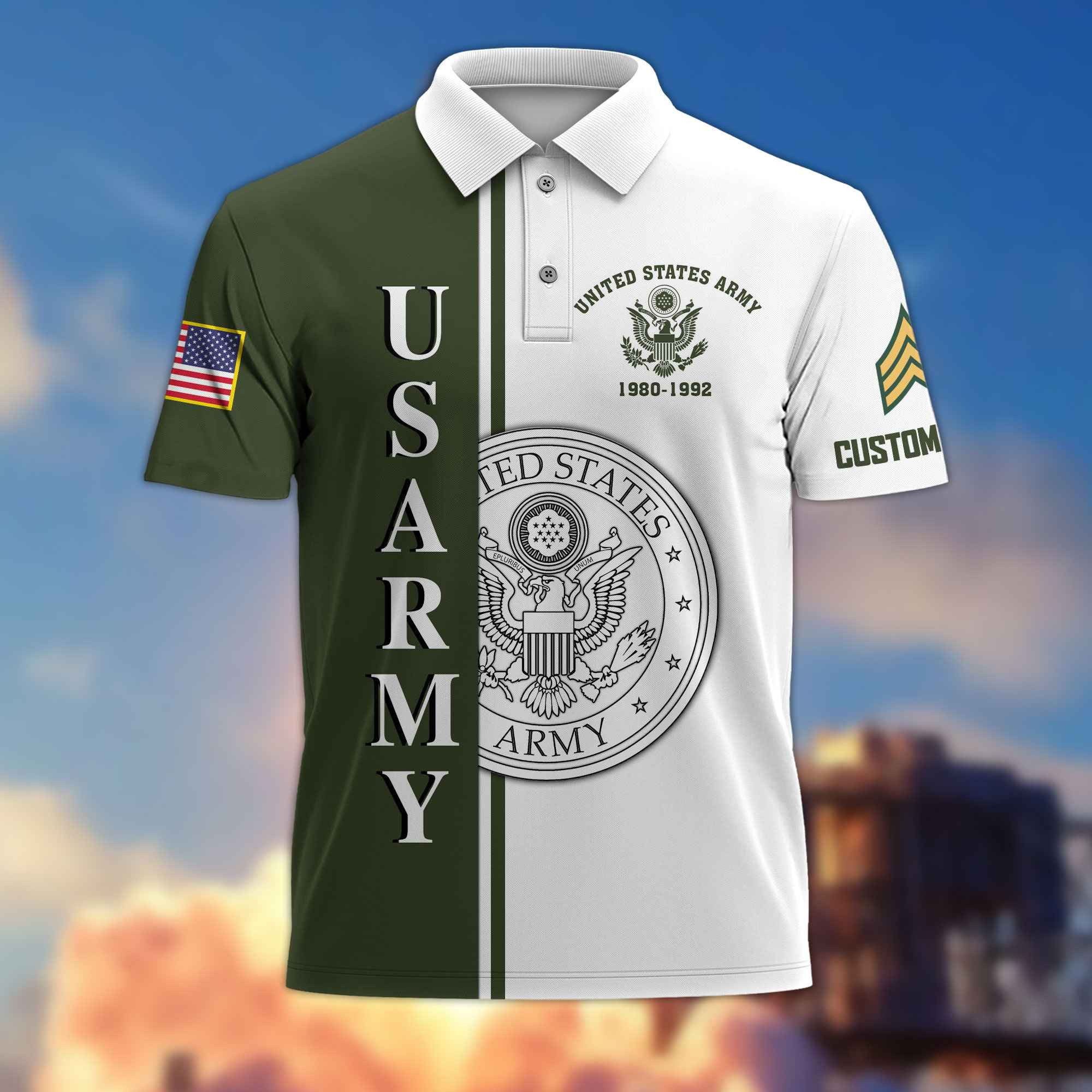 Premium Custom US Army Polo Shirt VPVC217501, Gifts For Army Veteran, Best Gifts On Father’s Day, Armed Forces Day, Independence Day, Veterans Day