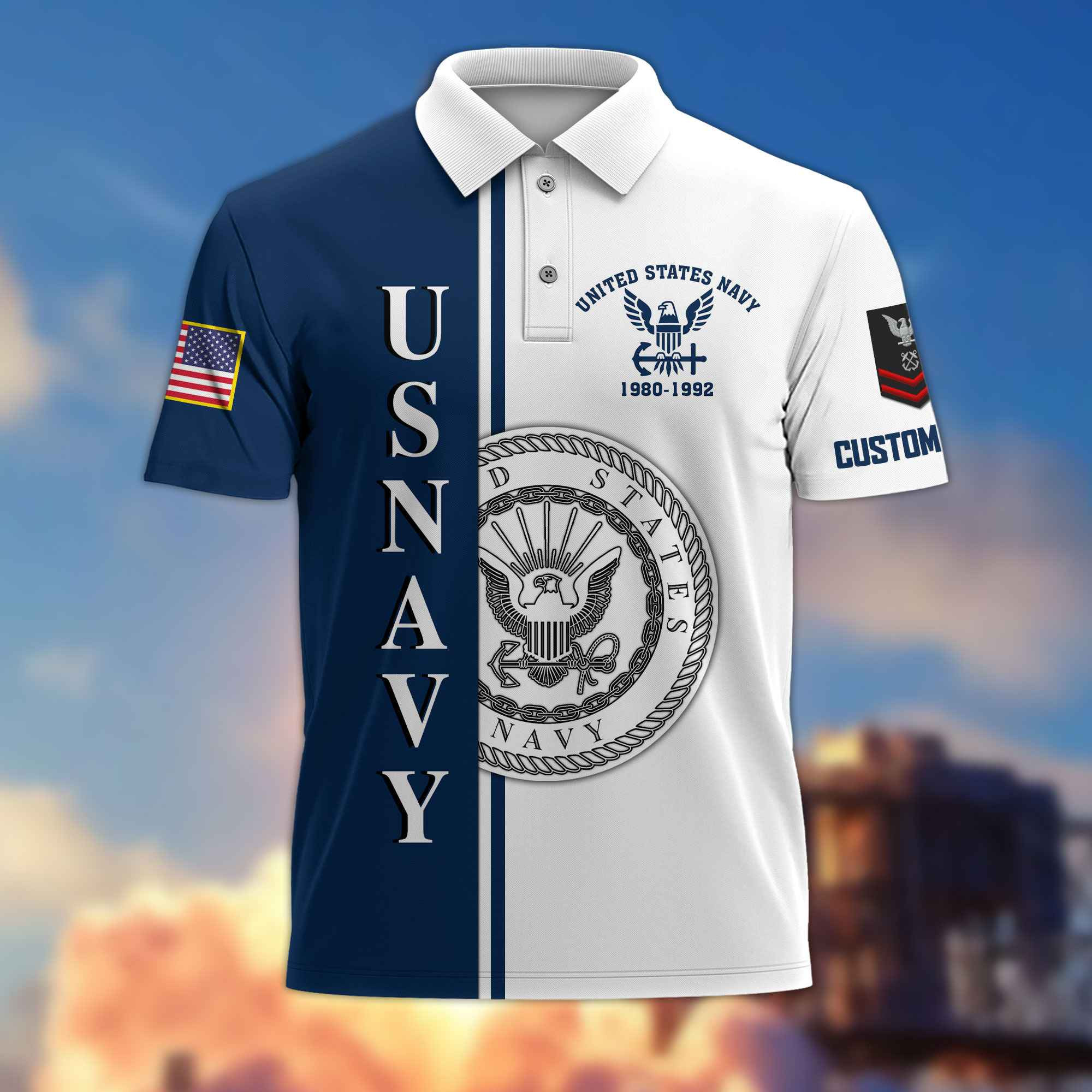 Premium Custom US Navy Polo Shirt VPVC217502, Gifts For Navy Veteran, Best Gifts On Father’s Day, Armed Forces Day, Independence Day, Veterans Day