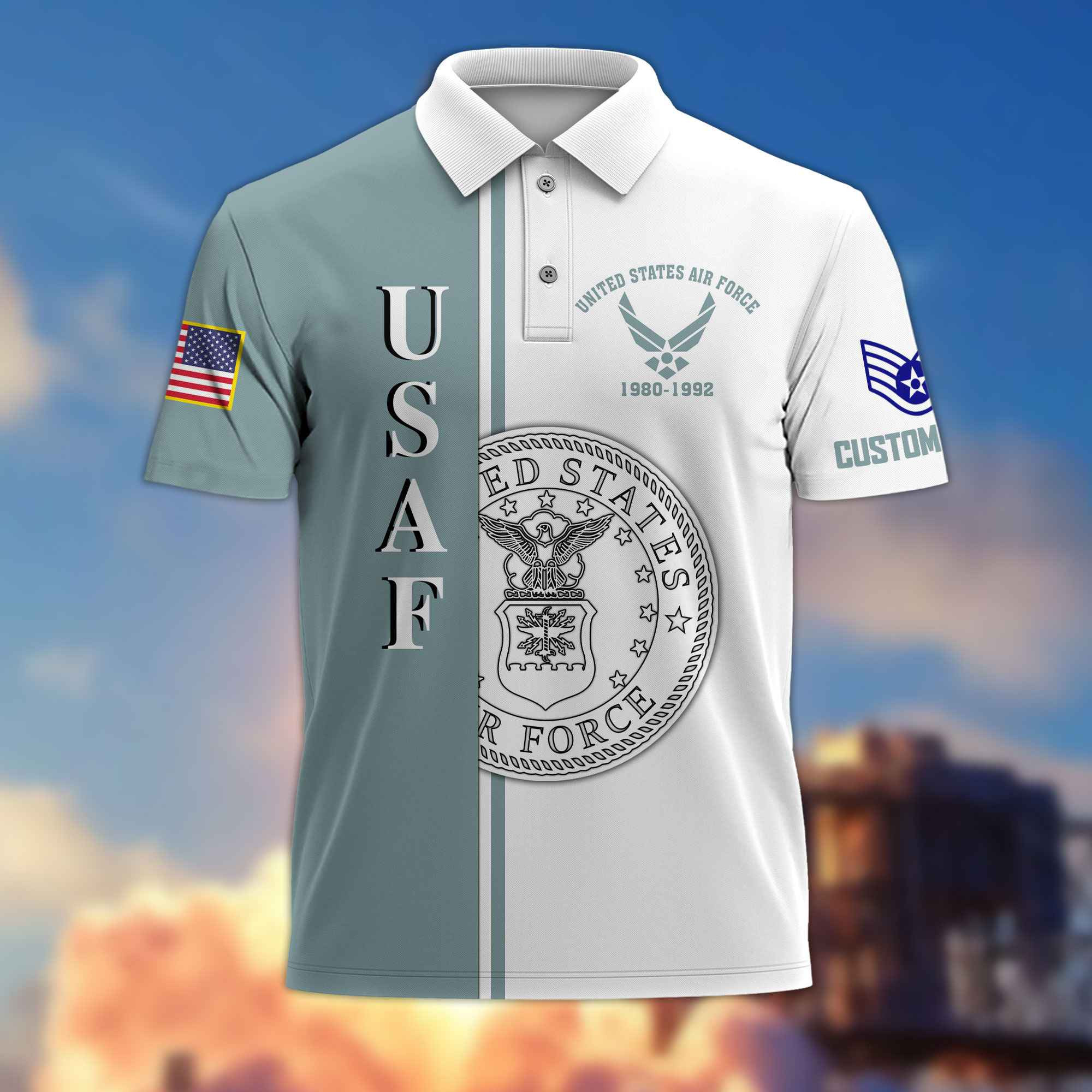 Premium Custom USAF Polo Shirt VPVC217504, Gifts For Air Force Veteran, Best Gifts On Father’s Day, Armed Forces Day, Independence Day, Veterans Day