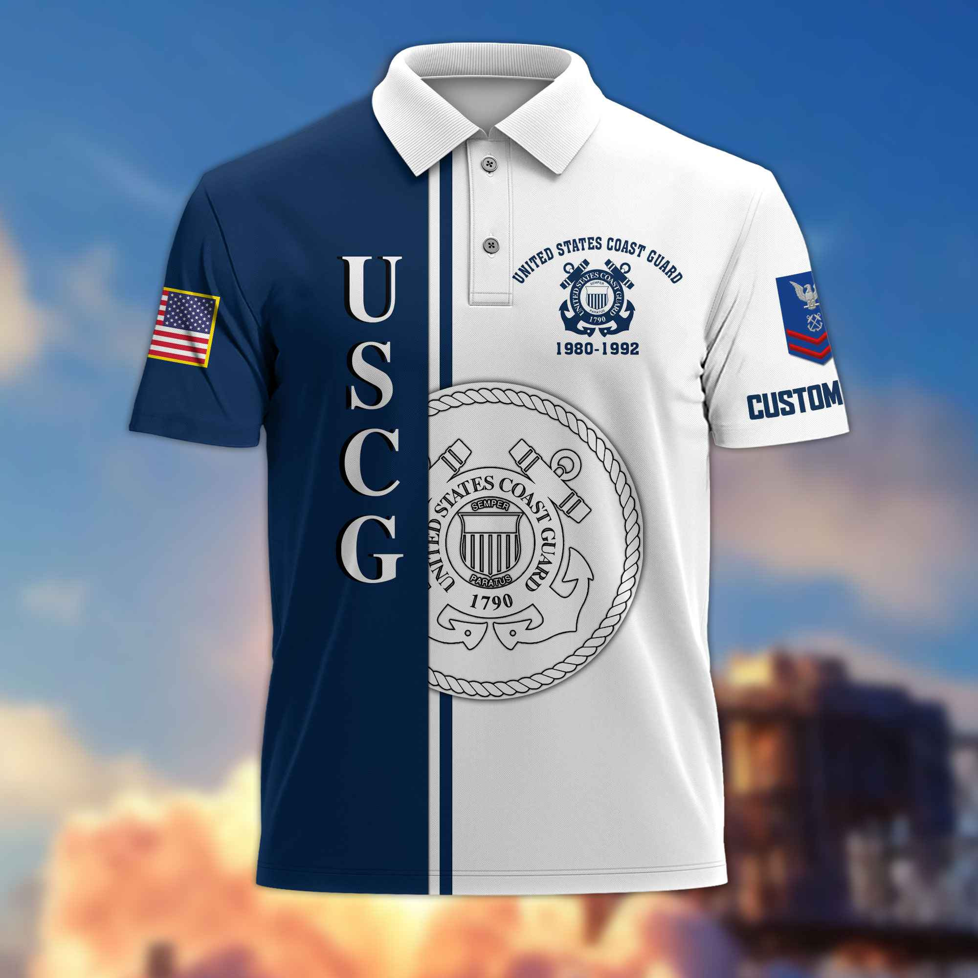 Premium Custom USCG Polo Shirt VPVC217505, Gifts For Coast Guard Veteran, Best Gifts On Father’s Day, Armed Forces Day, Independence Day, Veterans Day
