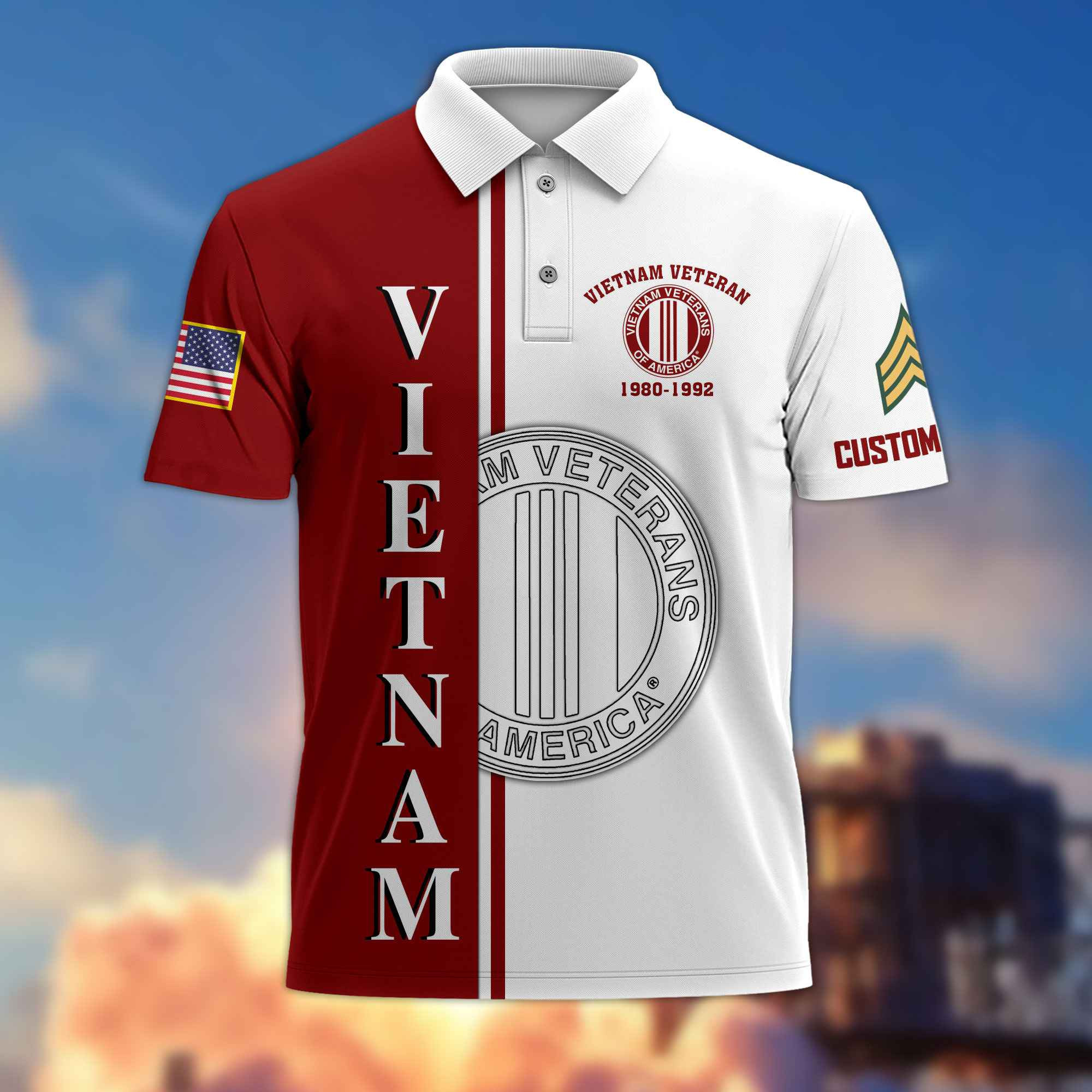 Premium Custom Vietnam Veteran Polo Shirt VPVC217506, Gifts For Vietnam Veteran, Best Gifts On Father’s Day, Armed Forces Day, Independence Day, Veterans Day