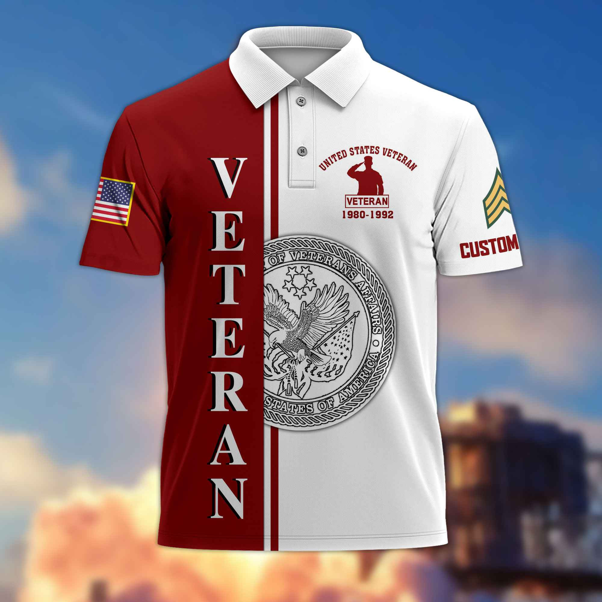 Premium Custom US Veteran Polo Shirt VPVC217507, Gifts For US Veteran, Best Gifts On Father’s Day, Armed Forces Day, Independence Day, Veterans Day
