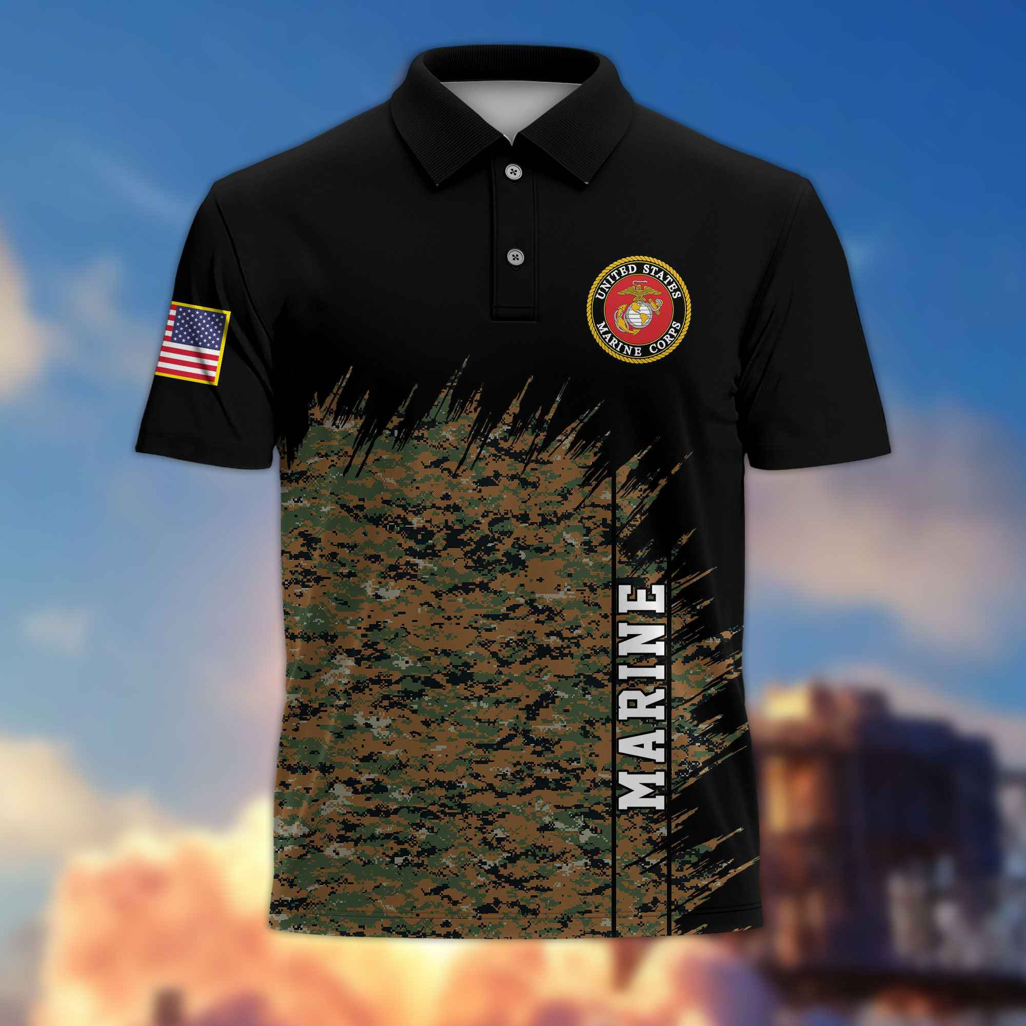 Unique USMC Polo Shirt VPVC217703, Gifts For Marine Veteran, Best Gifts On Father’s Day, Independence Day, Veterans Day
