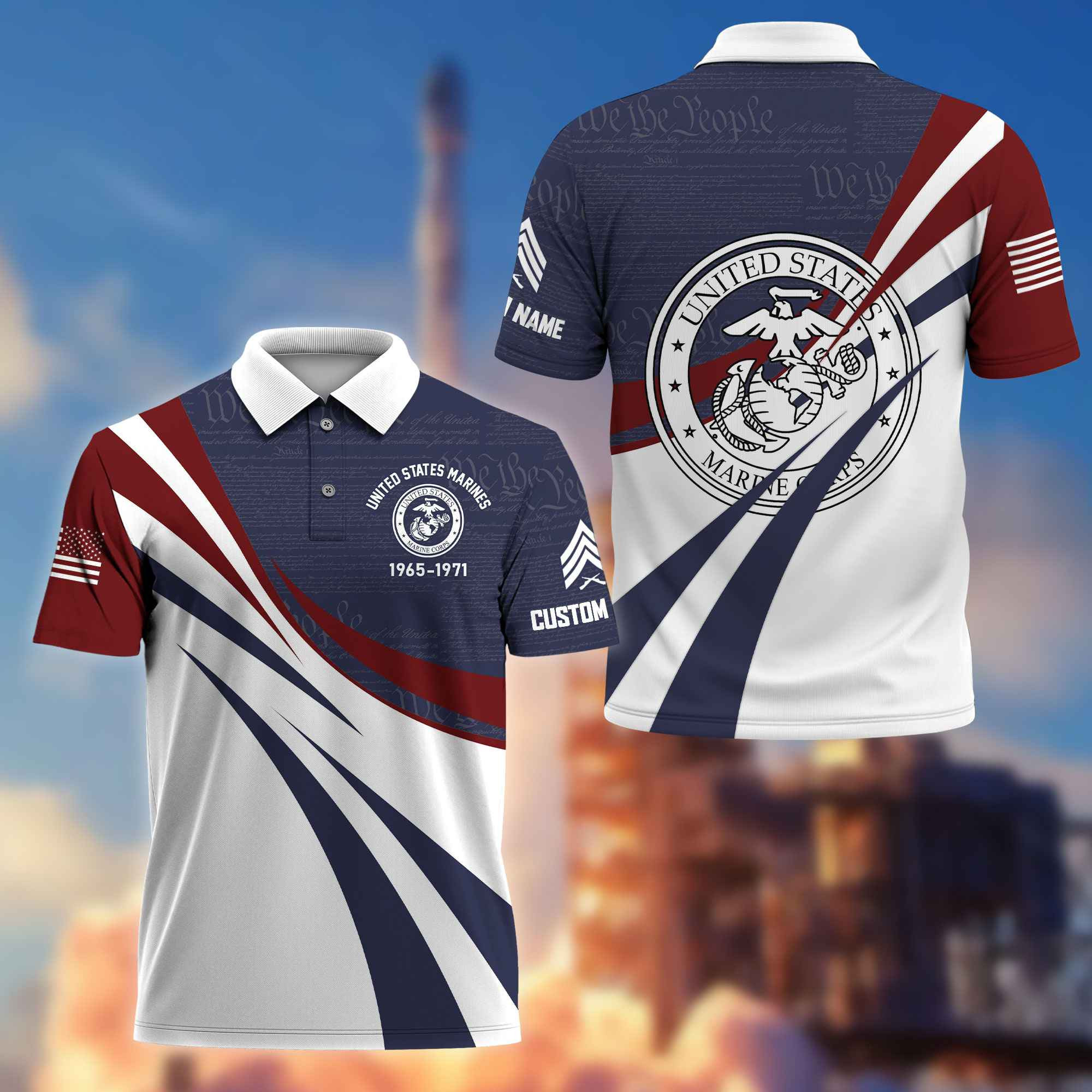 Premium USMC Polo Shirt VPVC217903, Custom Name, Rank, Year, Gifts For Marine Veteran, Best Gifts On Father’s Day, Armed Forces Day, Independence Day, Veterans Day