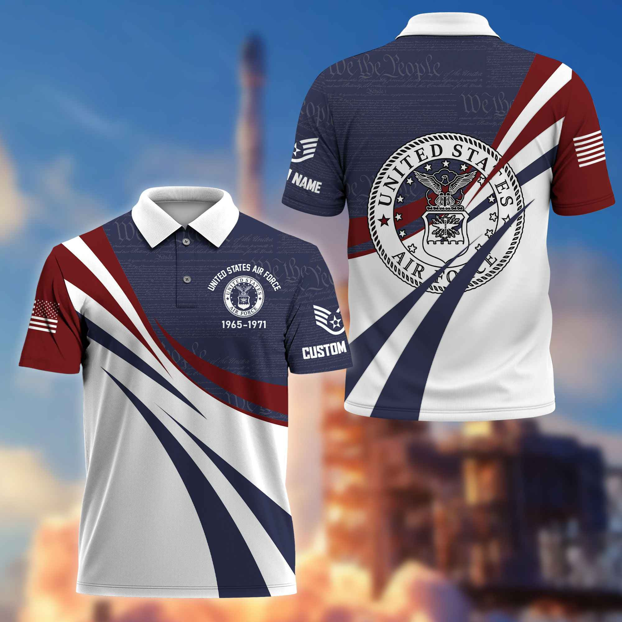 Premium USAF Polo Shirt VPVC217904, Custom Name, Rank, Year, Gifts For Air Force Veteran, Best Gifts On Father’s Day, Armed Forces Day, Independence Day, Veterans Day