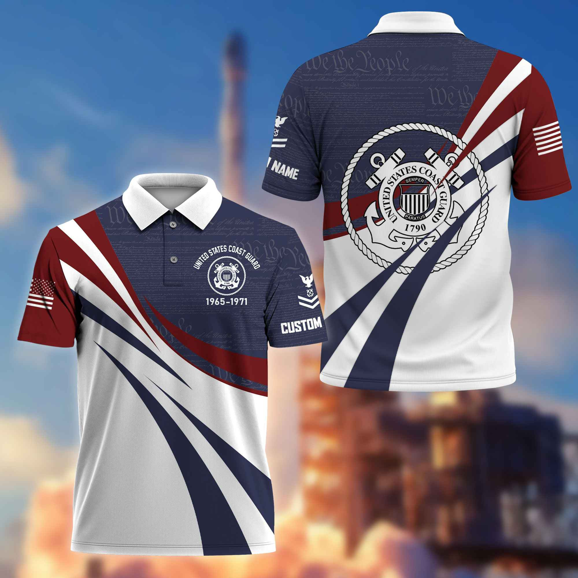 Premium USCG Polo Shirt VPVC217905, Custom Name, Rank, Year, Gifts For Coast Guard Veteran, Best Gifts On Father’s Day, Armed Forces Day, Independence Day, Veterans Day
