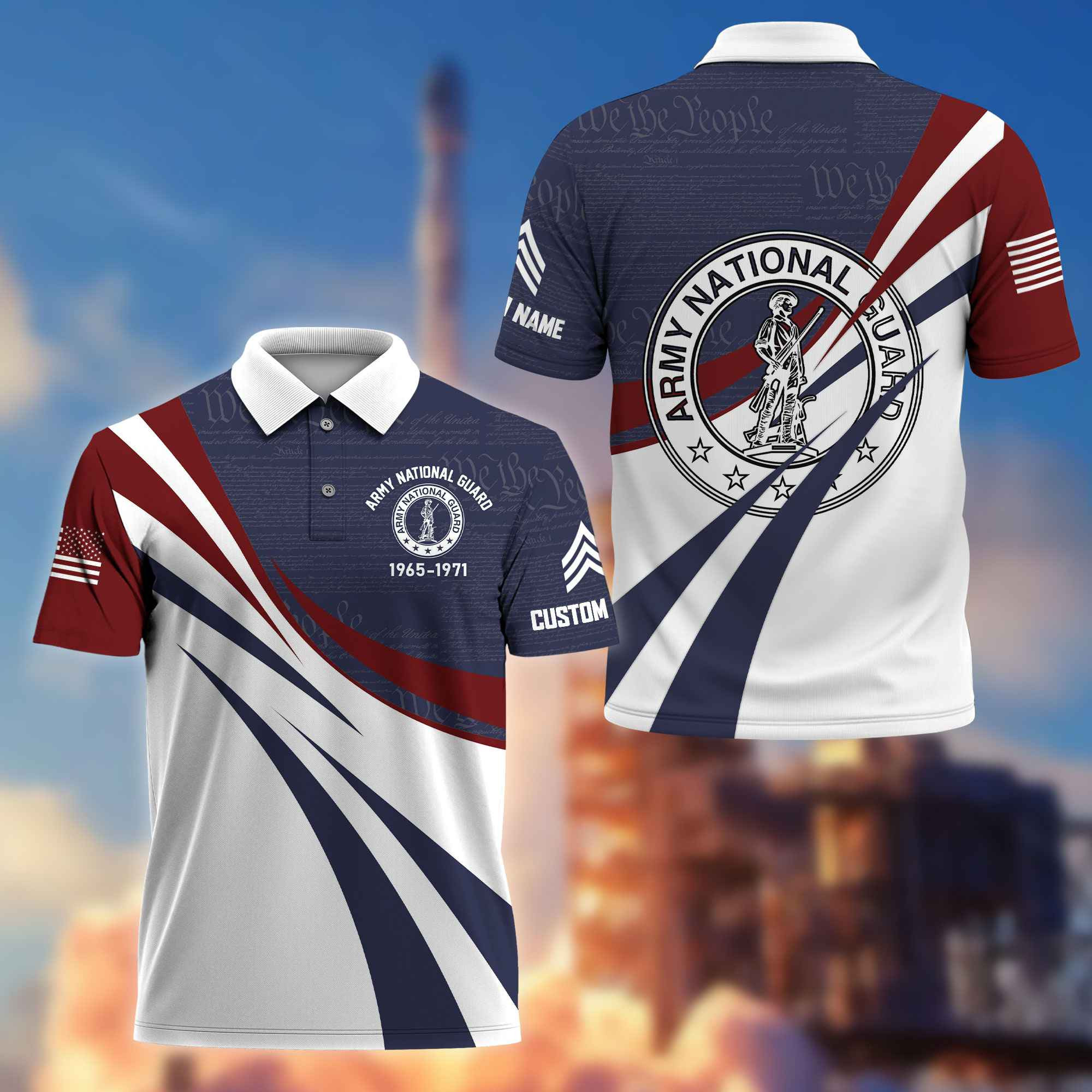 Premium US Army National Guard Polo Shirt VPVC217908, Custom Name, Rank, Year,Gifts For Army National Guard Veteran, Best Gifts On Father’s Day, Armed Forces Day, Independence Day, Veterans Day