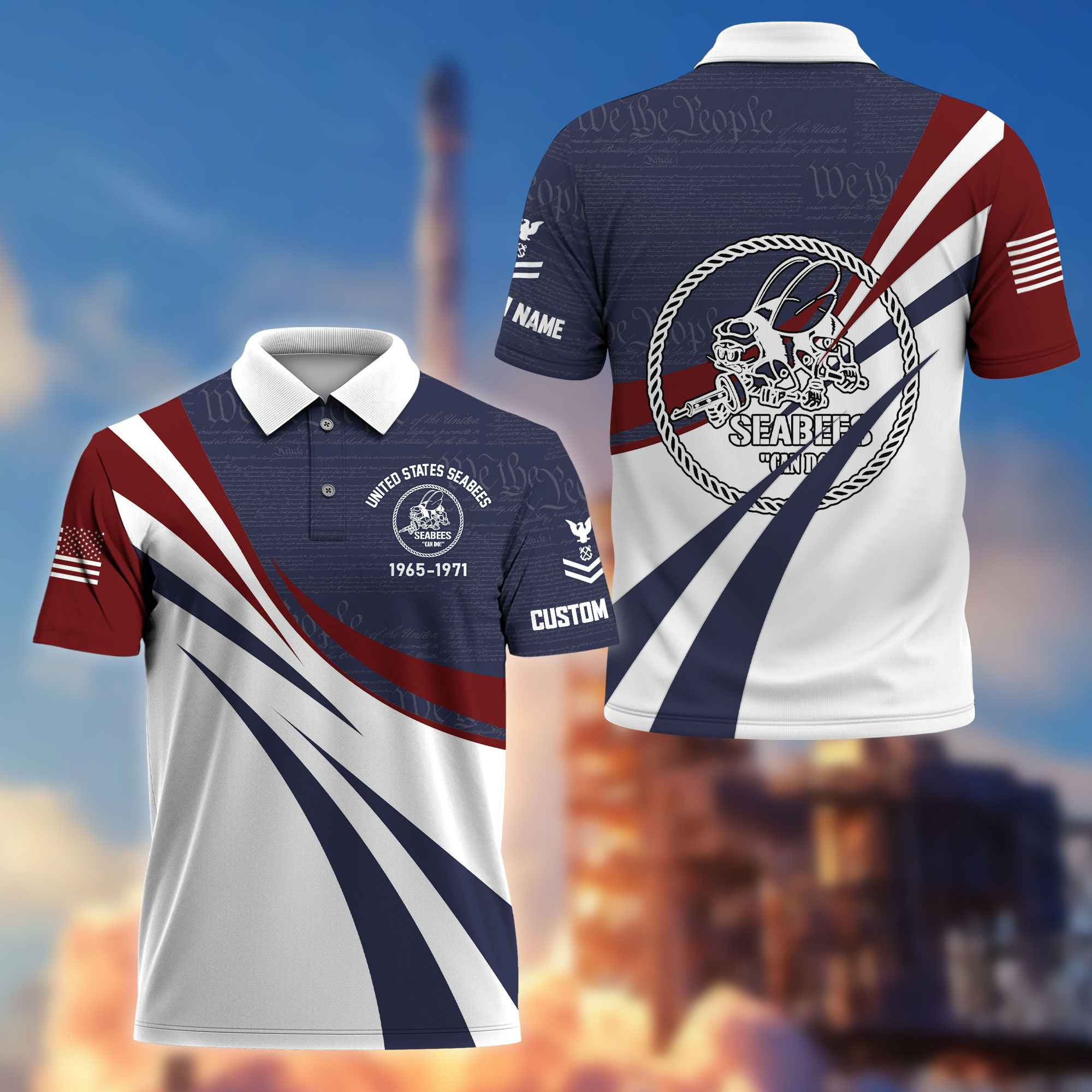 Premium US Seabees Polo Shirt VPVC217909, Custom Name, Rank, Year, Gifts For Seabees Veteran, Best Gifts On Father’s Day, Armed Forces Day, Independence Day, Veterans Day