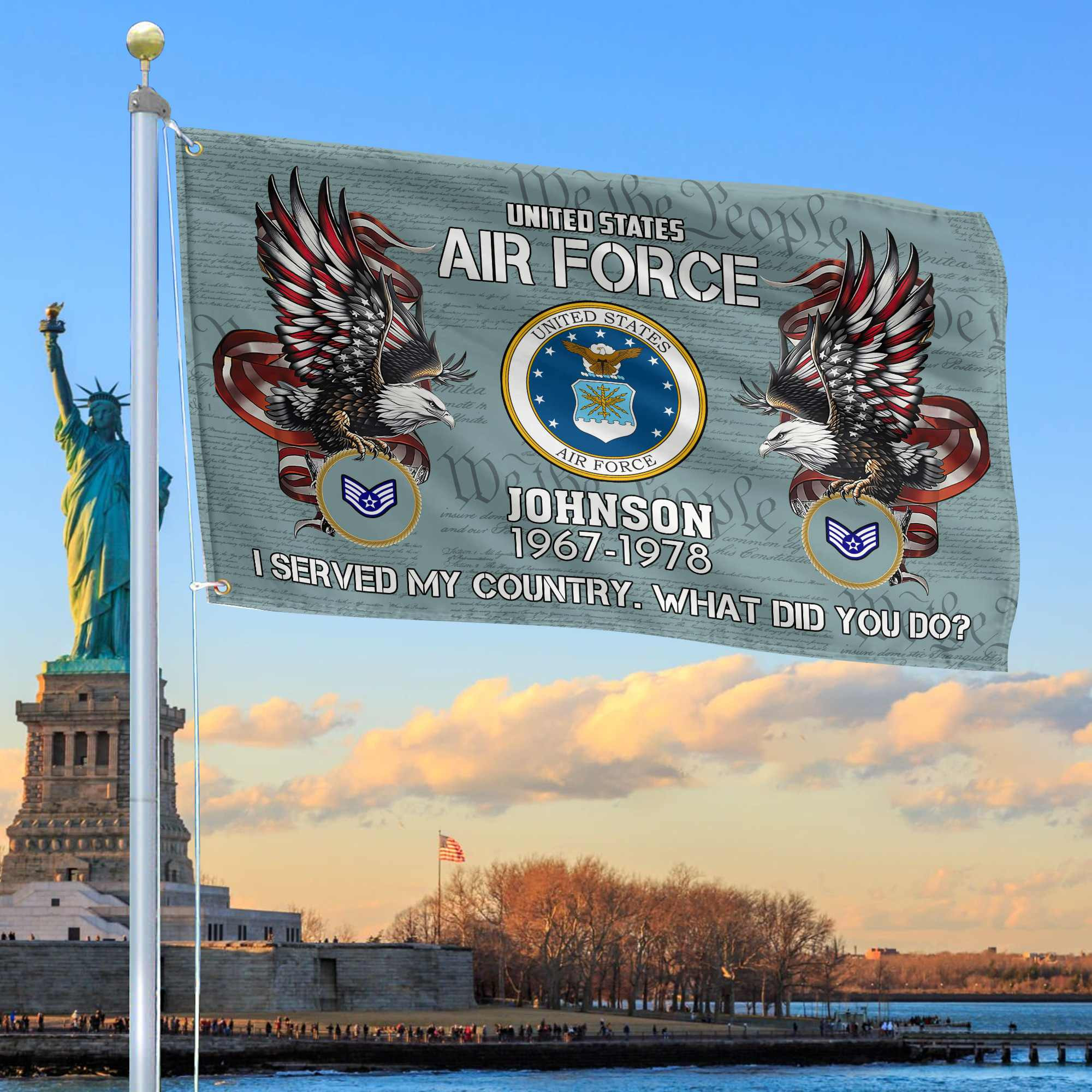 Premium Custom USAF Grommet Flag VPVC108404, Gifts For Air Force Veteran, Gifts For Dad, For Husband, Best Gifts On Father’s Day, Armed Forces Day, Independence Day, Veterans Day