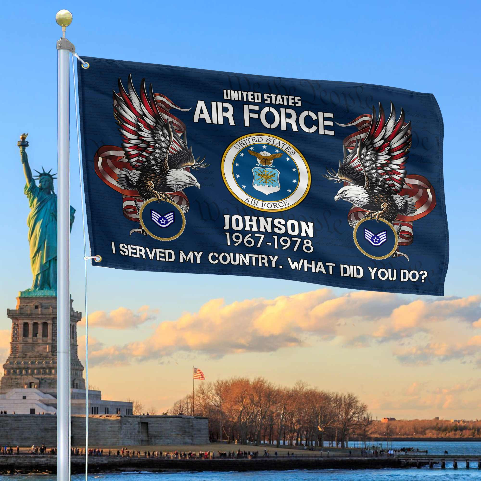 Premium Custom USAF Grommet Flag VPVC108412, Gifts For Air Force Veteran, Gifts For Dad, For Husband, Best Gifts On Father’s Day, Armed Forces Day, Independence Day, Veterans Day