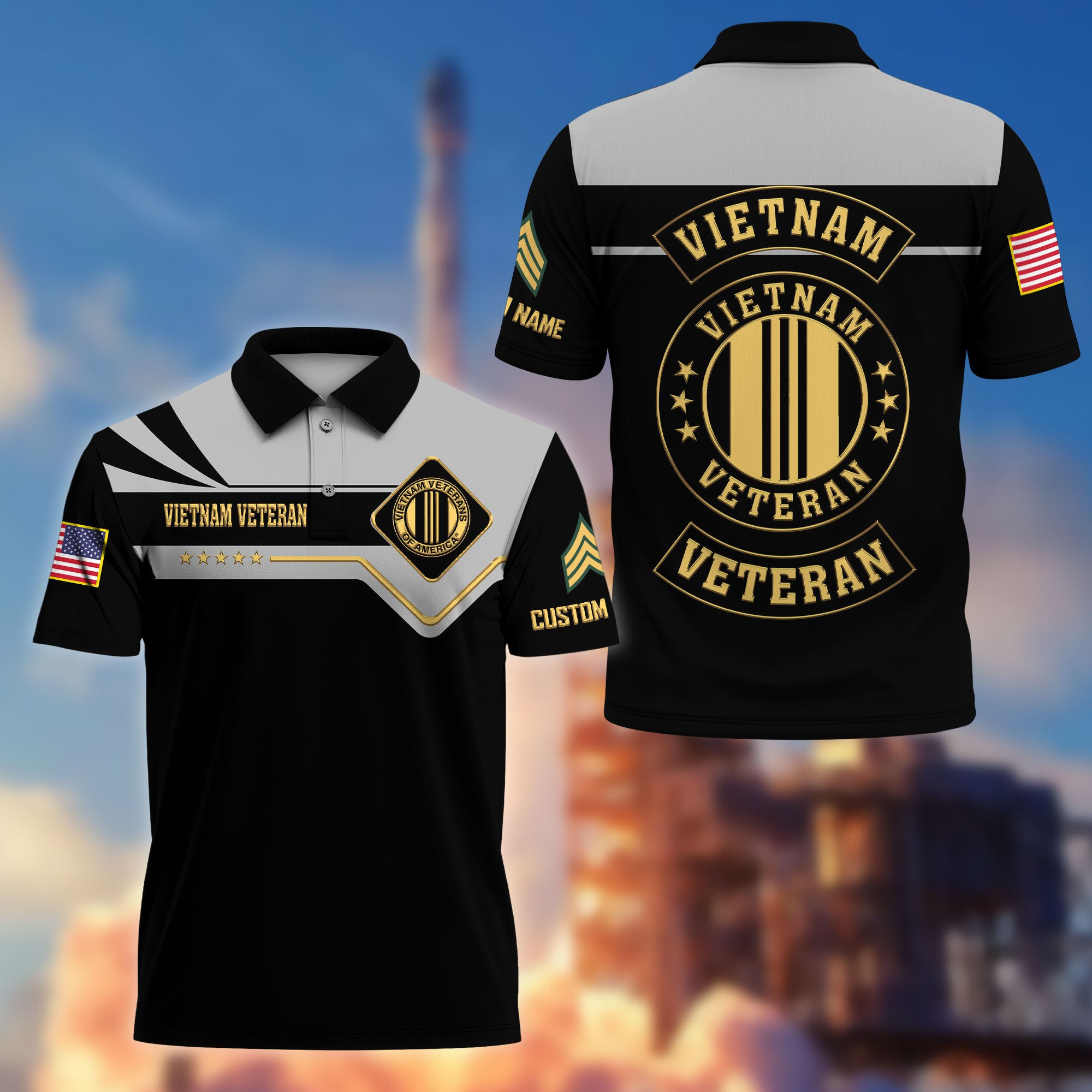 Premium Vietnam Veteran Polo Shirt VPVC218006, Custom Name, Rank, Gifts For Vietnam Veteran, Best Gifts On Father’s Day, Armed Forces Day, Independence Day, Veterans Day