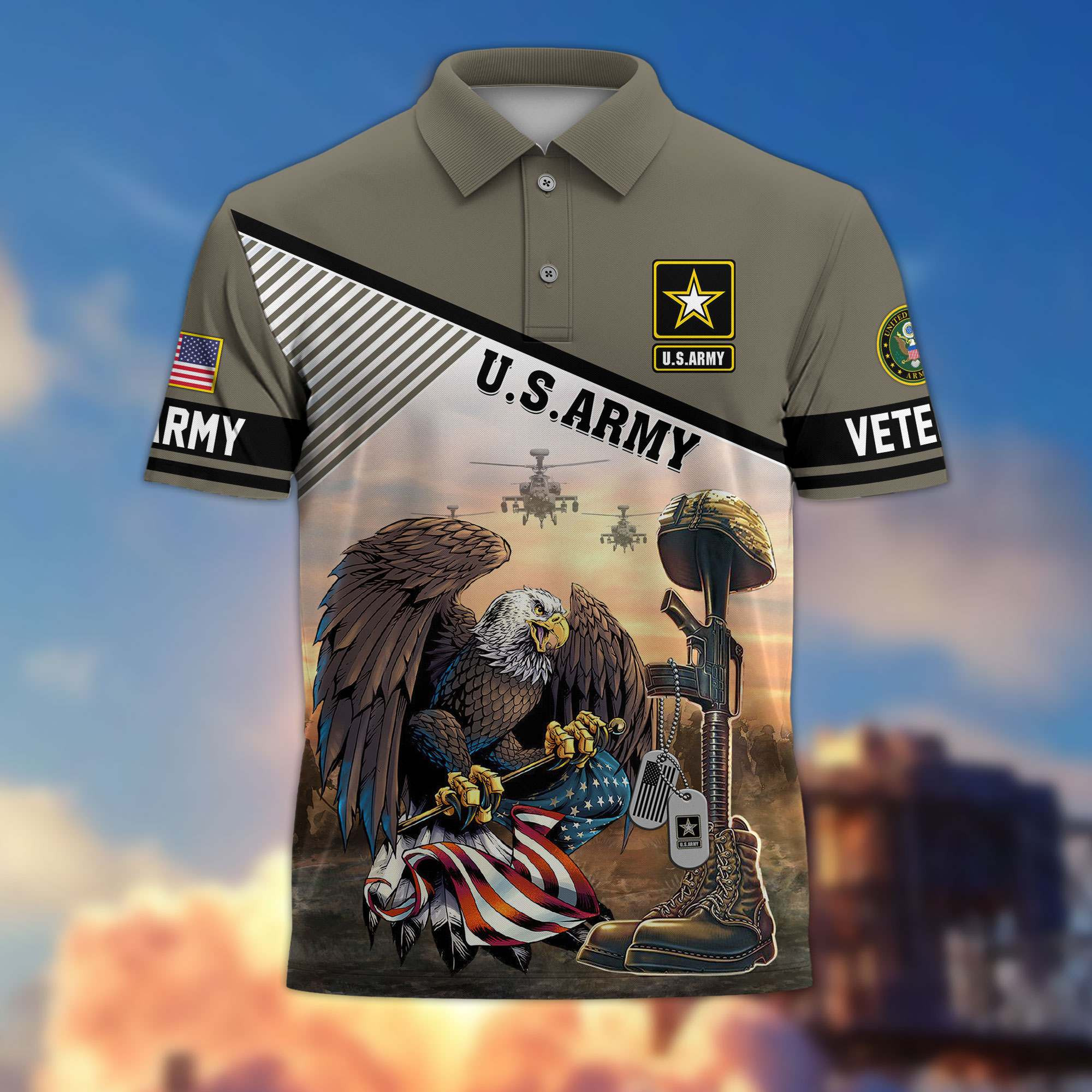 Premium US Veterans Polo Shirt BPHN100412, Gifts For US Veterans, Gifts On Memorial Day, Father’s Day, Armed Forces Day, Veterans Day