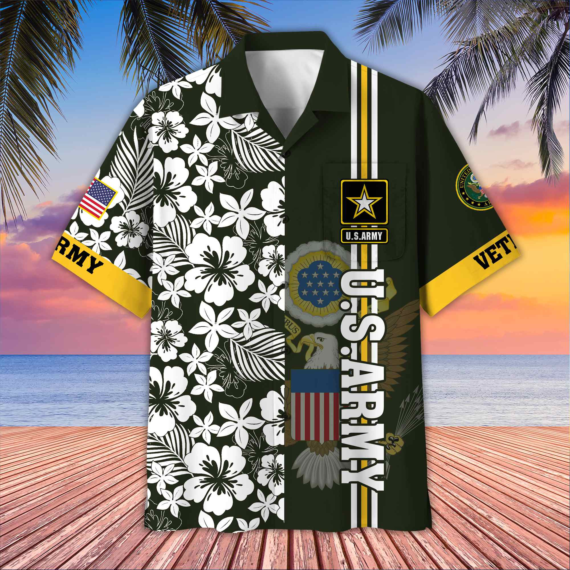 Premium US Veterans Hawaiian Shirt With Pocket BPVC230402, Gifts For US Veterans, Gifts On Memorial Day, Father’s Day, Armed Forces Day, Veterans Day