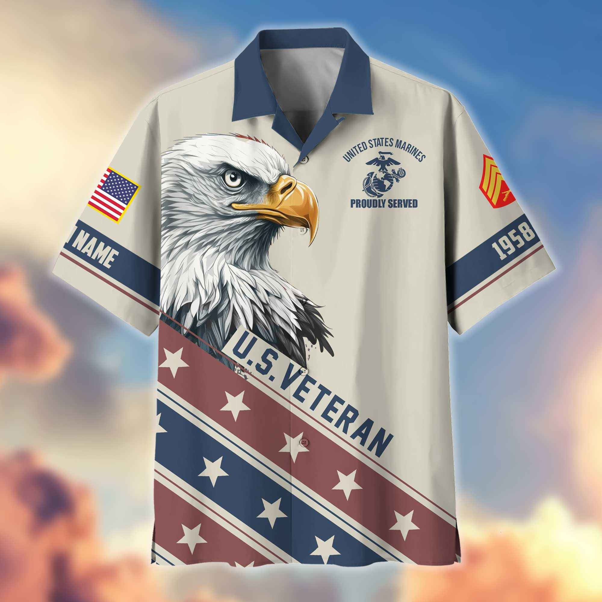 Unique Custom Name, Rank, Year, USMC Hawaiian Shirt VPVC404203, Gifts For Marine Veteran, Best Gifts On Father’s Day, Independence Day, Veterans Day