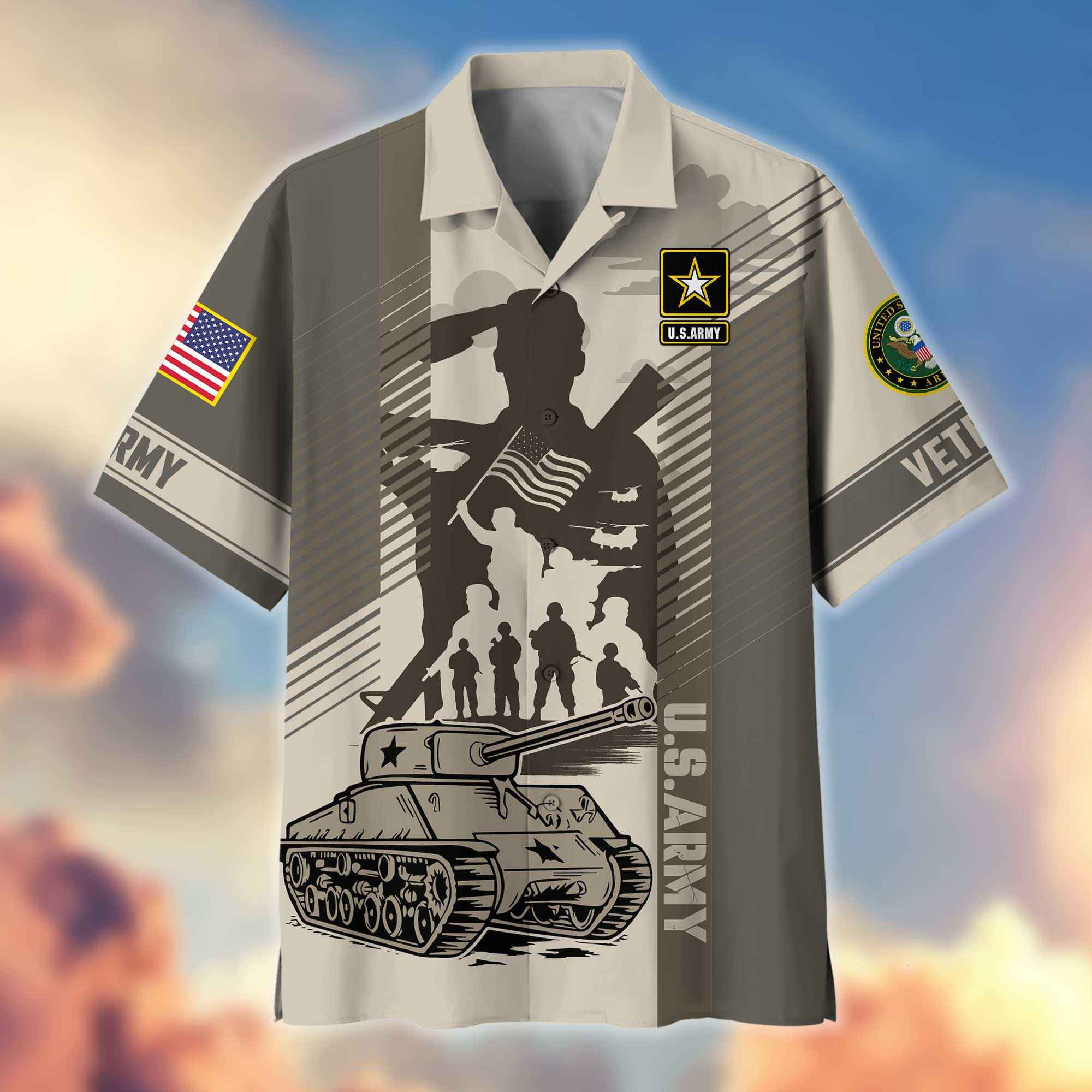 Premium US Army Hawaiian Shirt VPVC404601, Gifts For Army Veteran, Best Gifts On Father’s Day, Armed Forces Day, Independence Day, Veterans Day