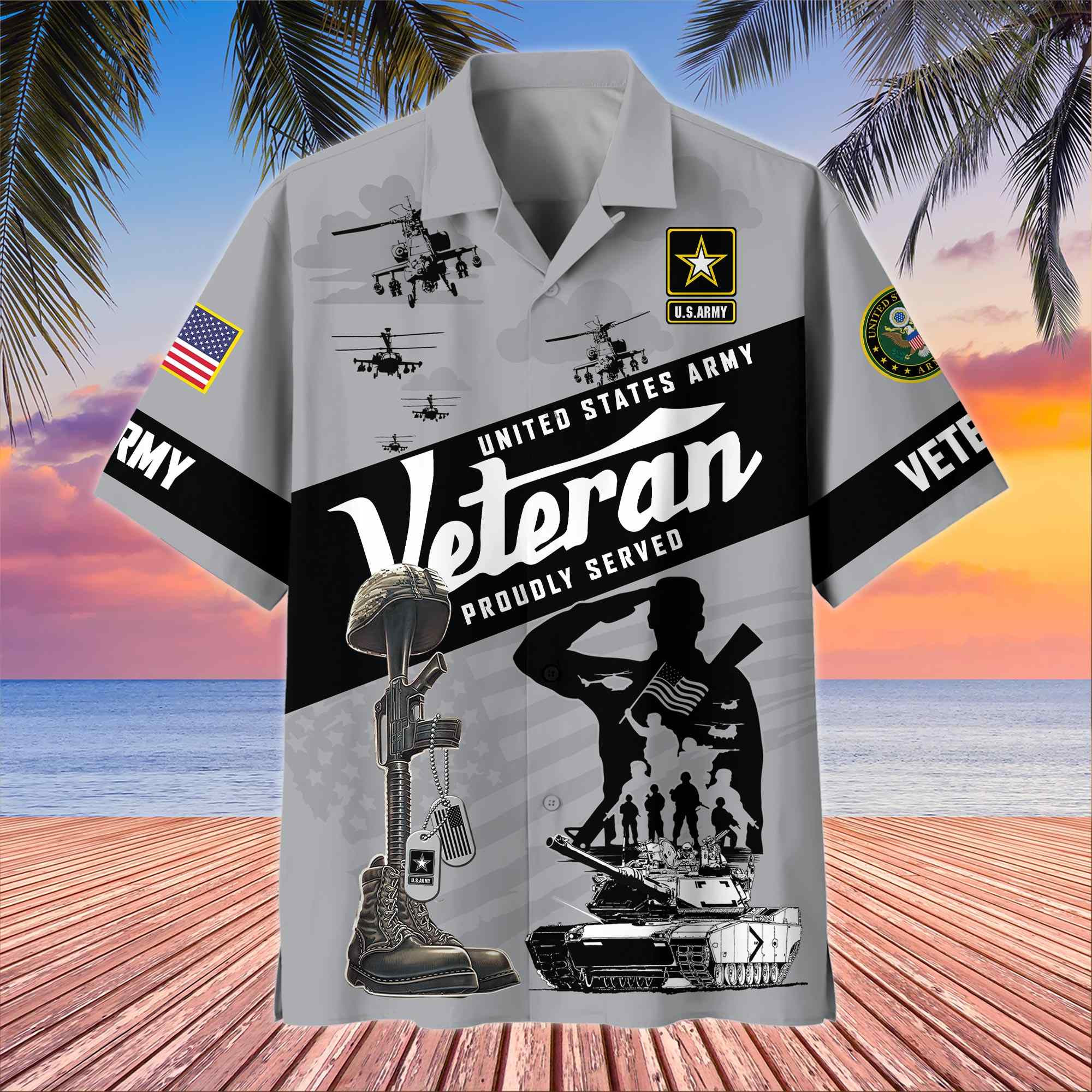 Premium US Veterans Hawaiian Shirt BPHN250412, Gifts For US Veterans, Gifts On Memorial Day, Father’s Day, Armed Forces Day, Veterans Day