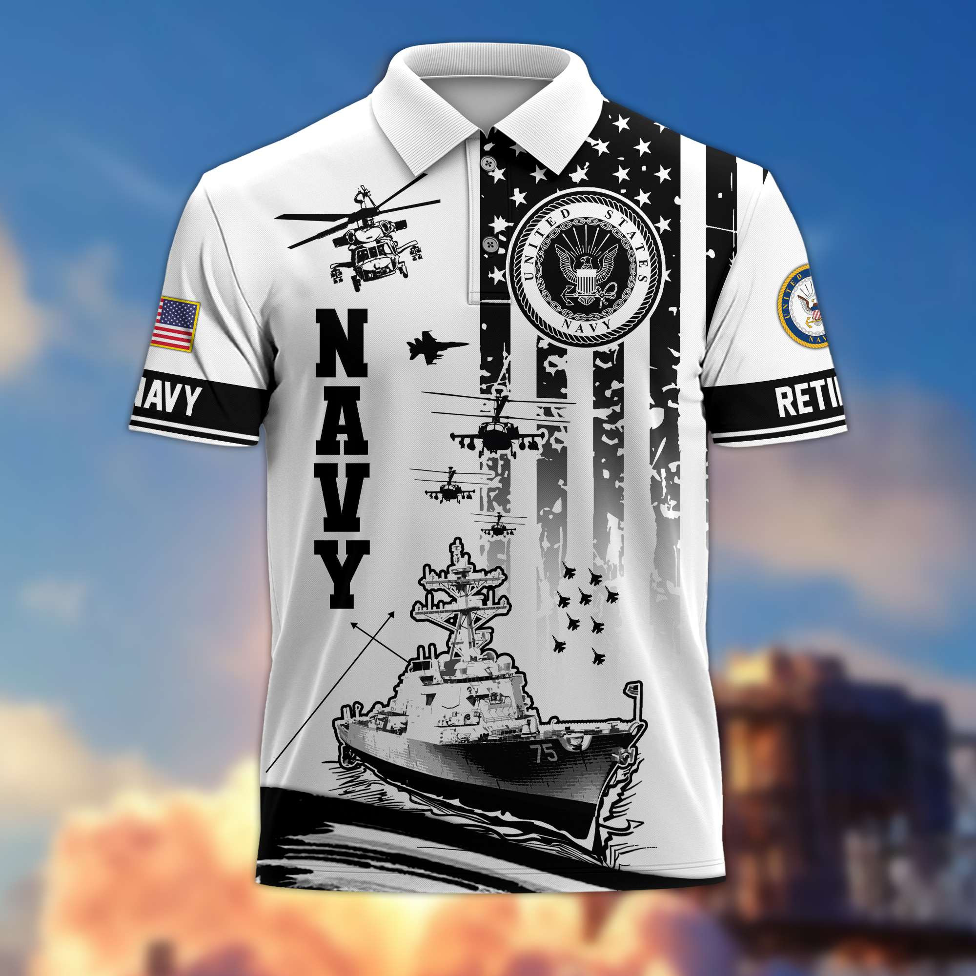 Premium US Navy Retired Polo Shirt BPVC130510, Gifts For US Veteran
