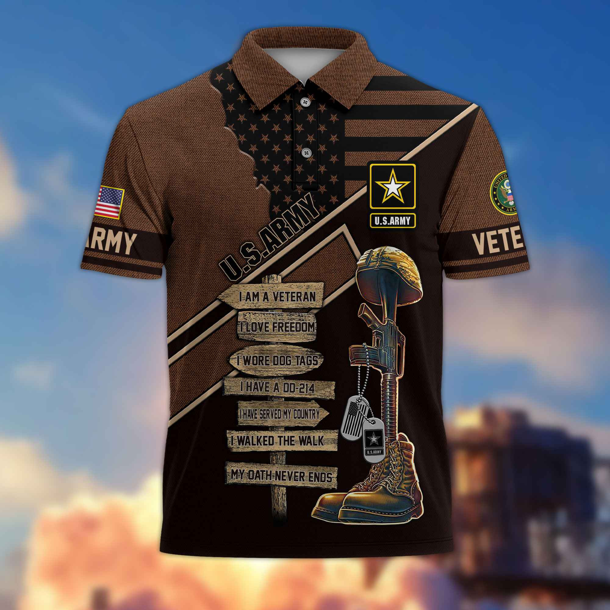 Premium US Veterans Polo Shirt BPHN190311, Gifts For US Veterans, Gifts For Dad, For Husband, Gifts On Father’s Day, Armed Forces Day, Independence Day, Veterans Day