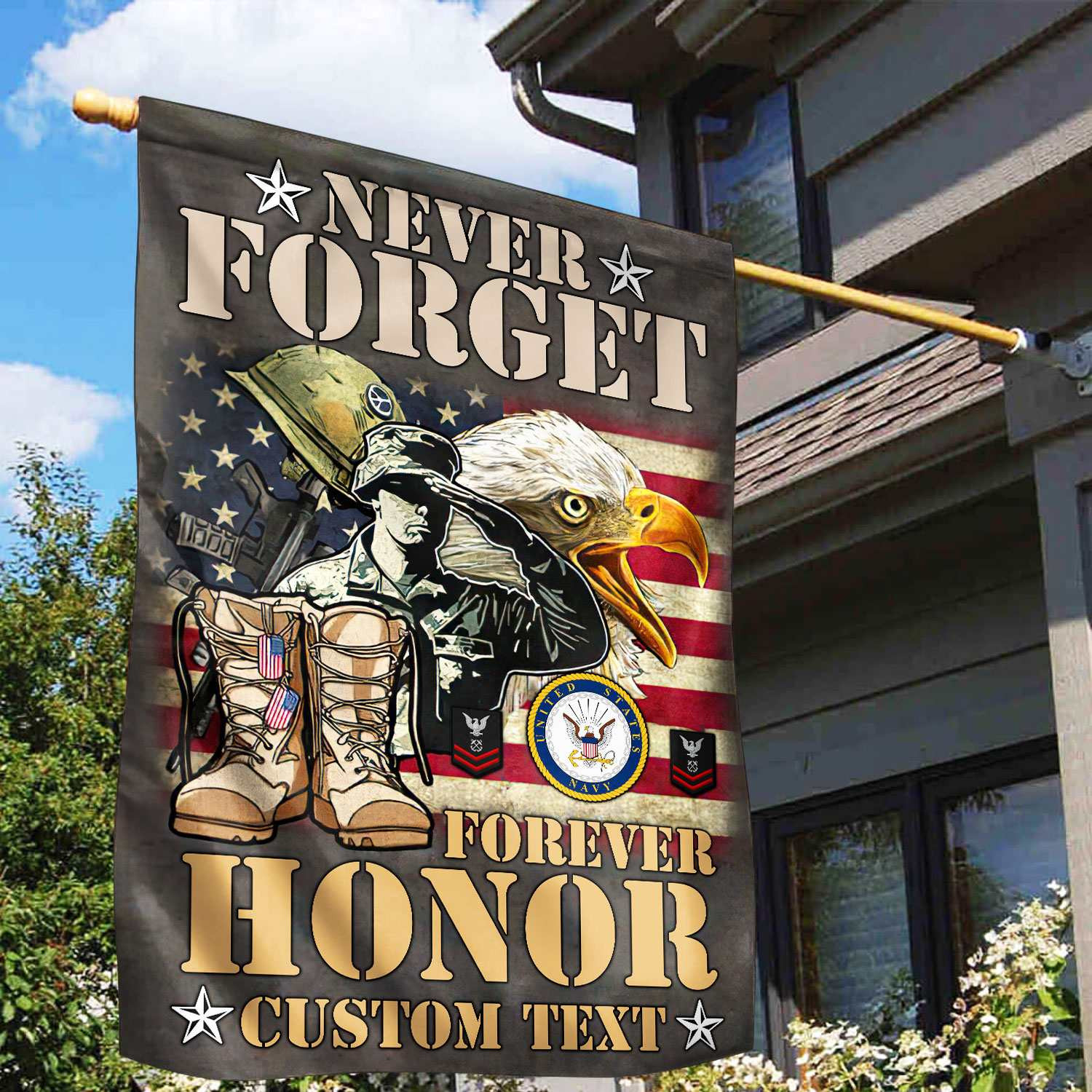 Premium Custom US Navy Veteran Flag VPVC110702, Gift For Navy Veteran, American Flag, Patriotic Flag, Garden Flag, House Flag