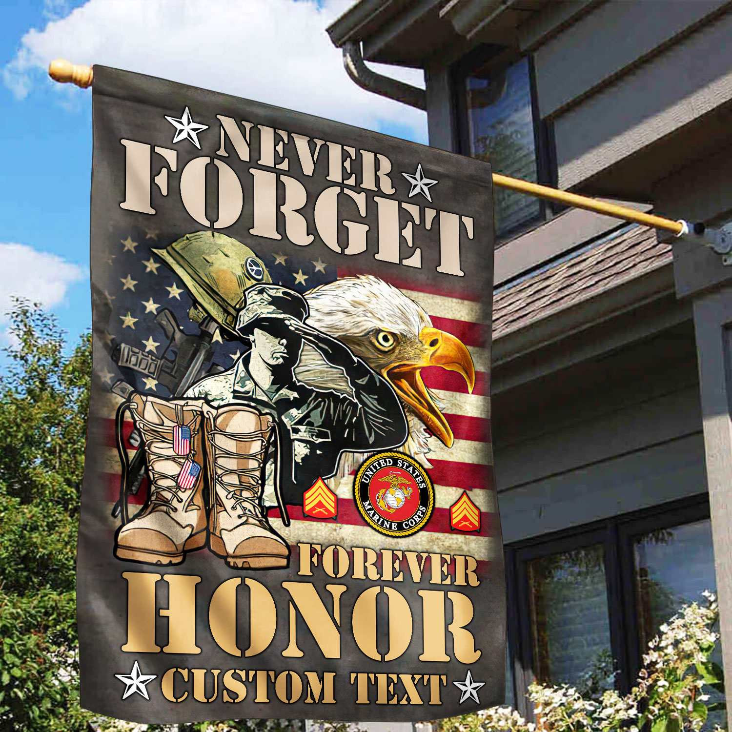 Premium Custom USMC Veteran Flag VPVC110703, Gift For Marine Veteran, American Flag, Patriotic Flag, Garden Flag, House Flag