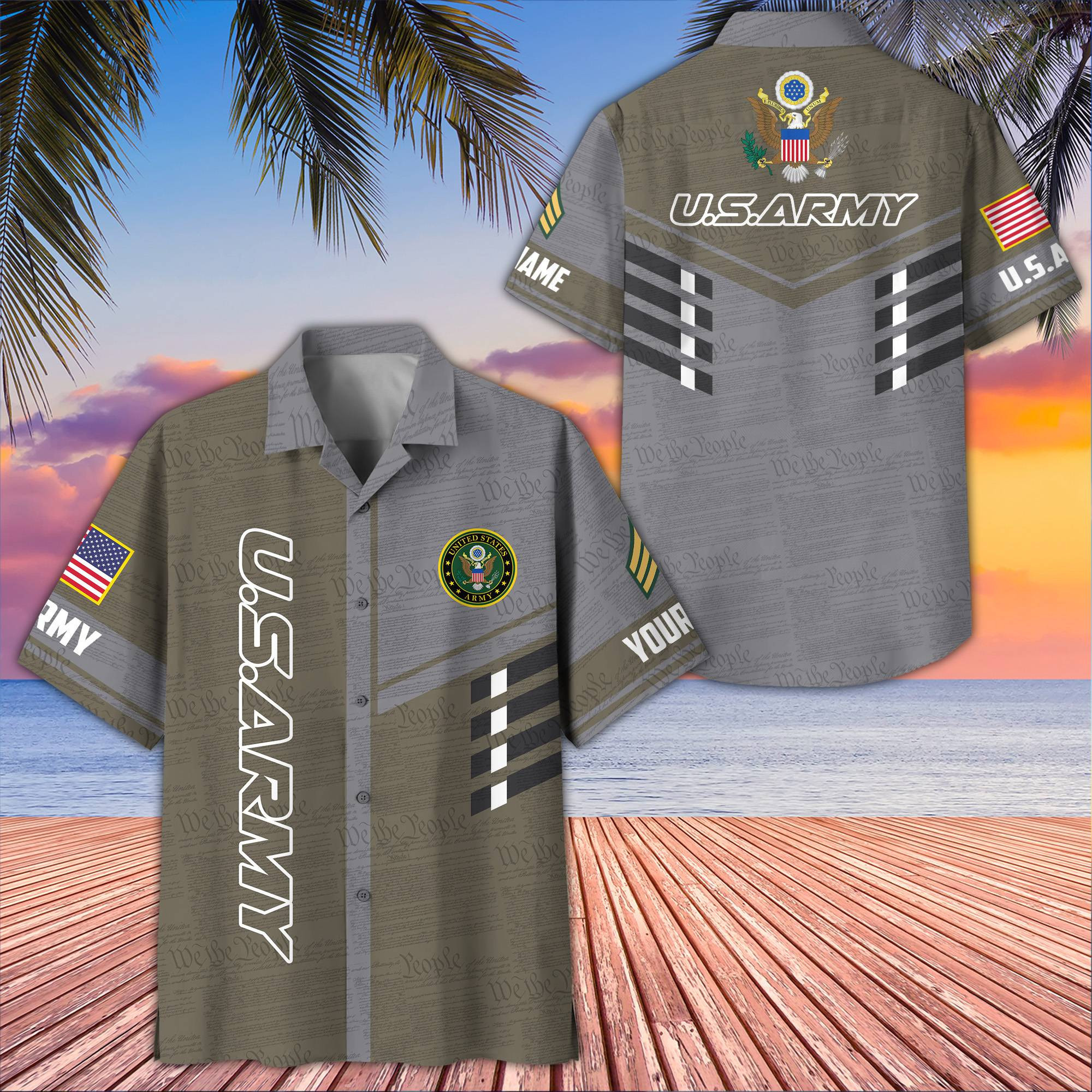 Premium Custom US Army Hawaiian Shirt VPVC406701, Gifts For Army Veteran, Best Gifts On Father’s Day, Armed Forces Day, Independence Day, Veterans Day