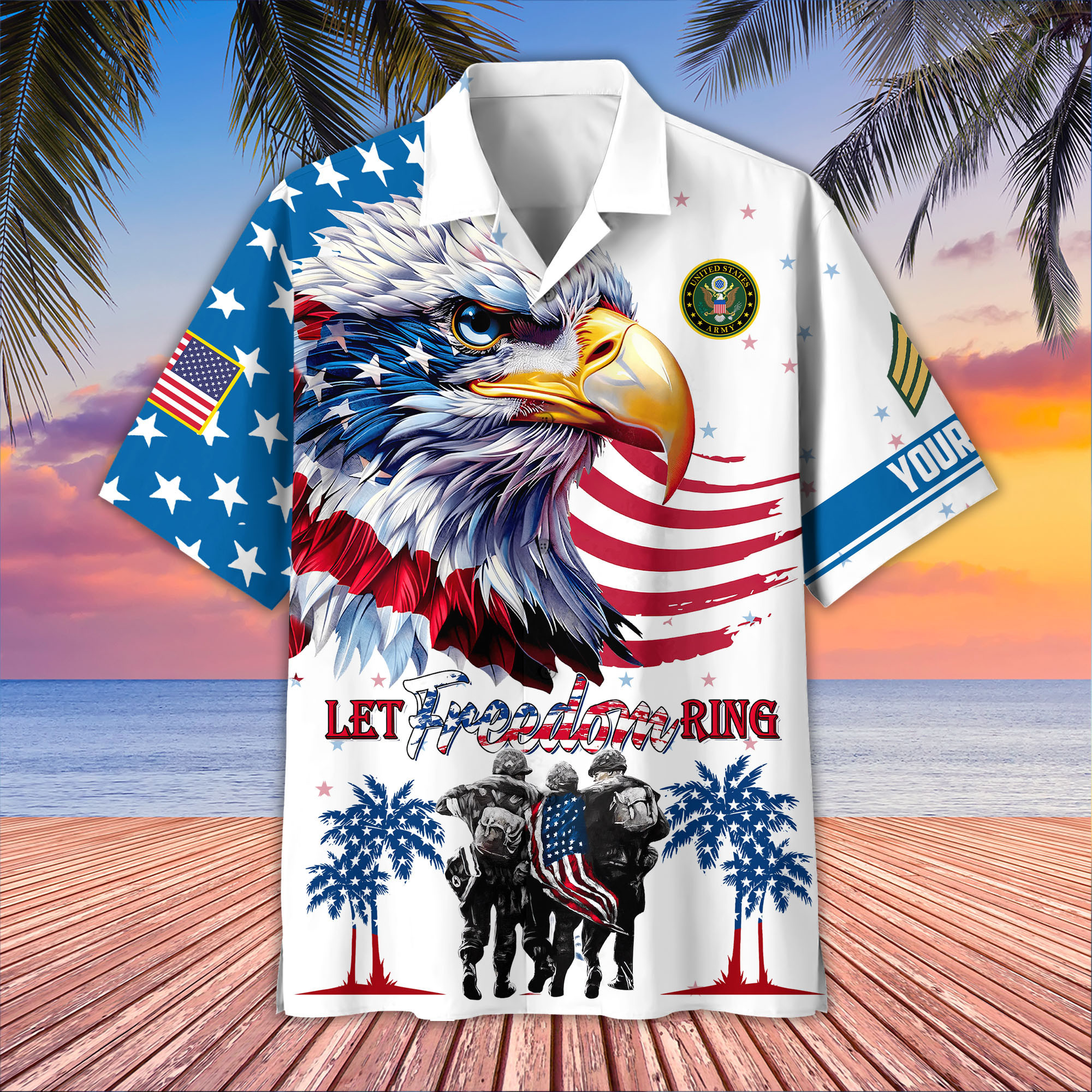 Premium Custom US Army Hawaiian Shirt VPVC405701, Gifts For Army Veteran, Best Gifts On Father’s Day, Armed Forces Day, Independence Day, Veterans Day