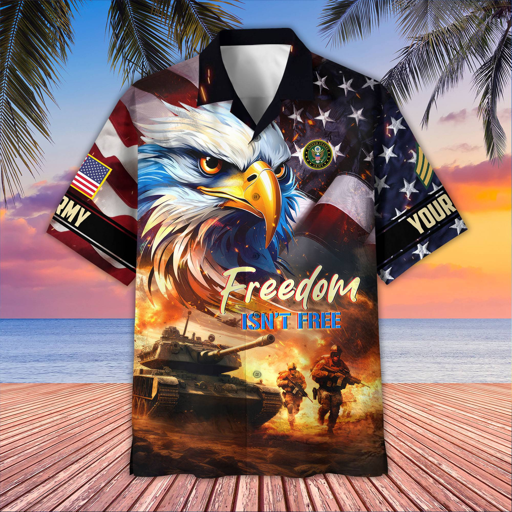 Unique Custom Name, Rank, US Army Hawaiian Shirt VPVC405501, Gifts For Army Veteran, Best Gifts On Father’s Day, Independence Day, Veterans Day