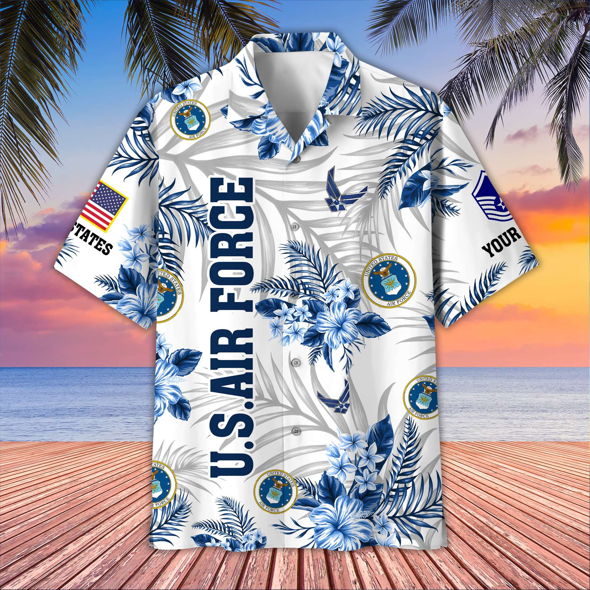 Unique Custom Name, Rank, USAF Hawaiian Shirt VPVC406212, Gifts For Air Force Veteran, Best Gifts On Father’s Day, Independence Day, Veterans Day