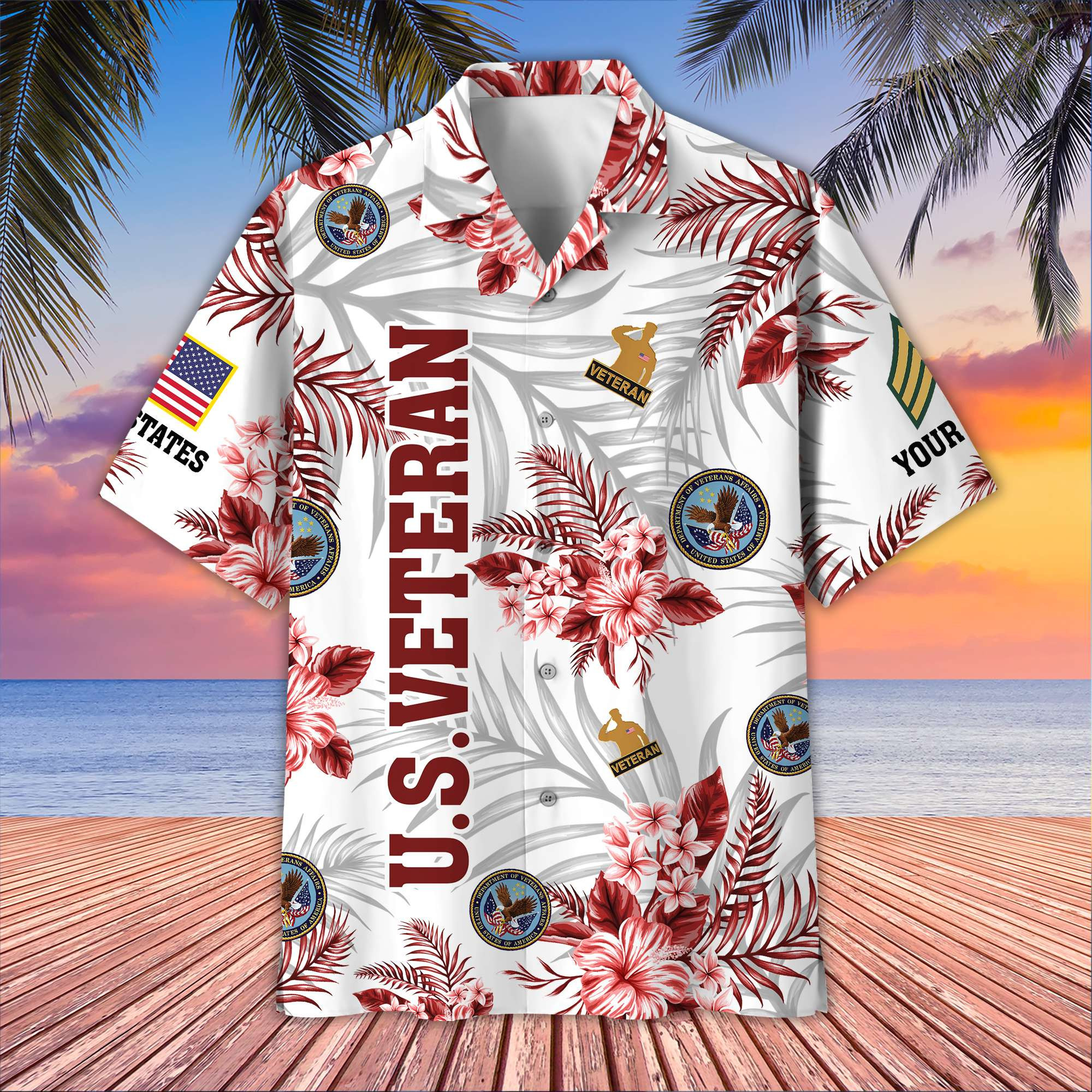 Unique Custom Name, Rank, US Veteran Hawaiian Shirt VPVC406207, Gifts For US Veteran, Best Gifts On Father’s Day, Independence Day, Veterans Day