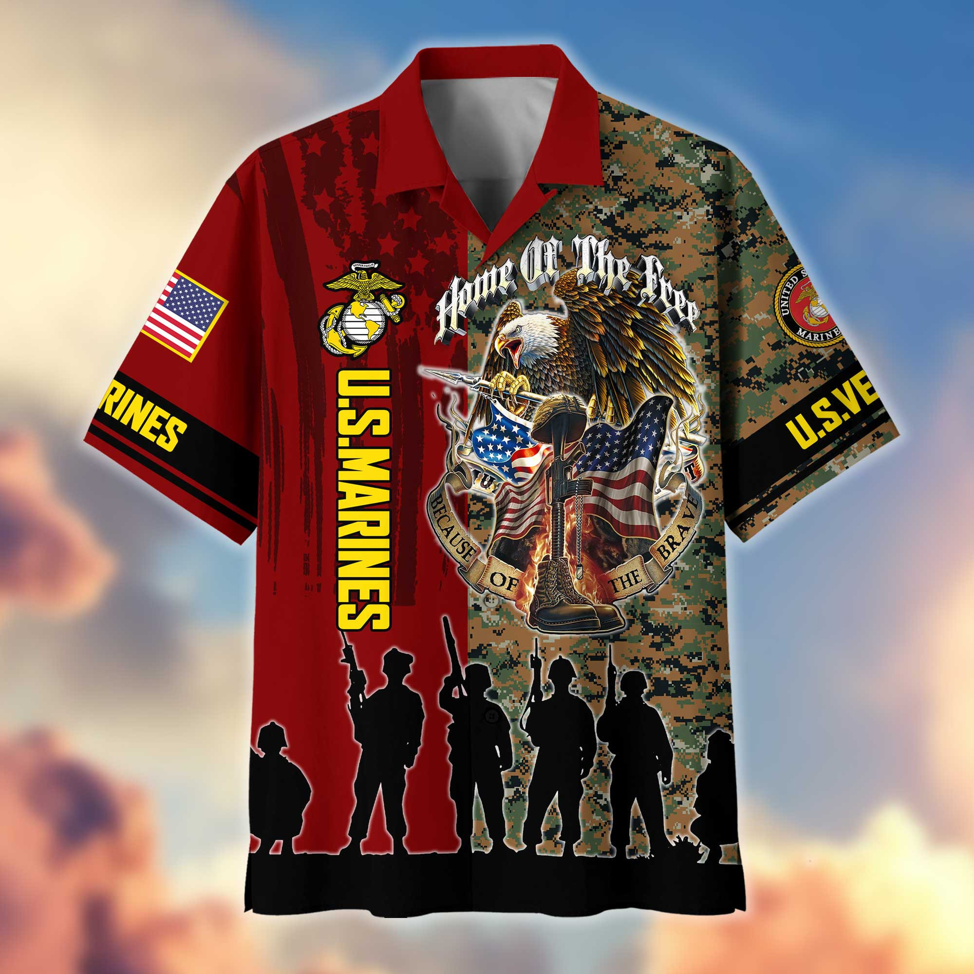 Premium USMC Hawaiian Shirt VPVC404503 Gifts For Marine Veteran, Best Gifts On Father’s Day, Armed Forces Day, Independence Day, Veterans Day