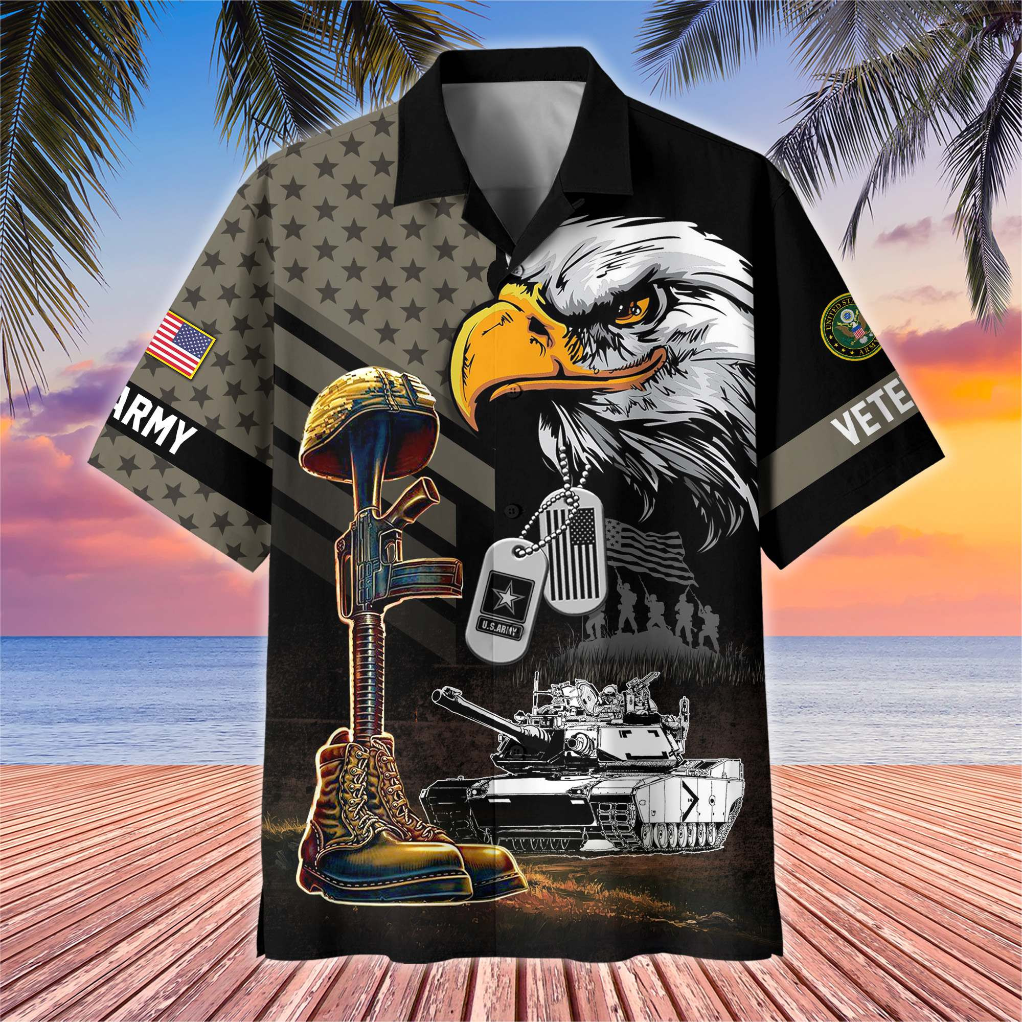 Premium US Veterans Hawaiian Shirt BPHN230512, Gifts For US Veterans, Gifts On Father’s Day, Armed Forces Day, Veterans Day