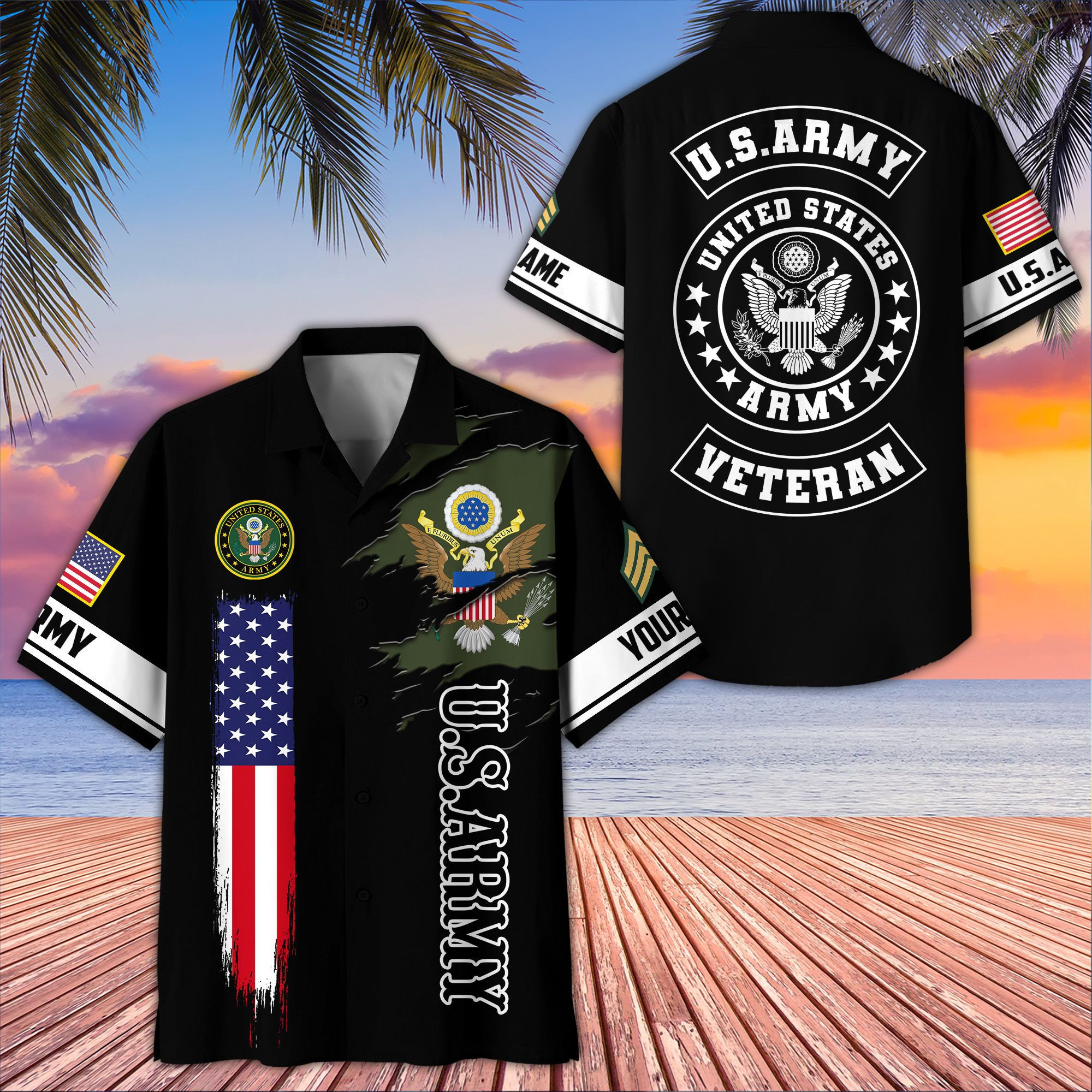 Unique Custom Name, Rank, US Army Hawaiian Shirt VPVC407201, Gifts For Army Veteran, Best Gifts On Father’s Day, Independence Day, Veterans Day