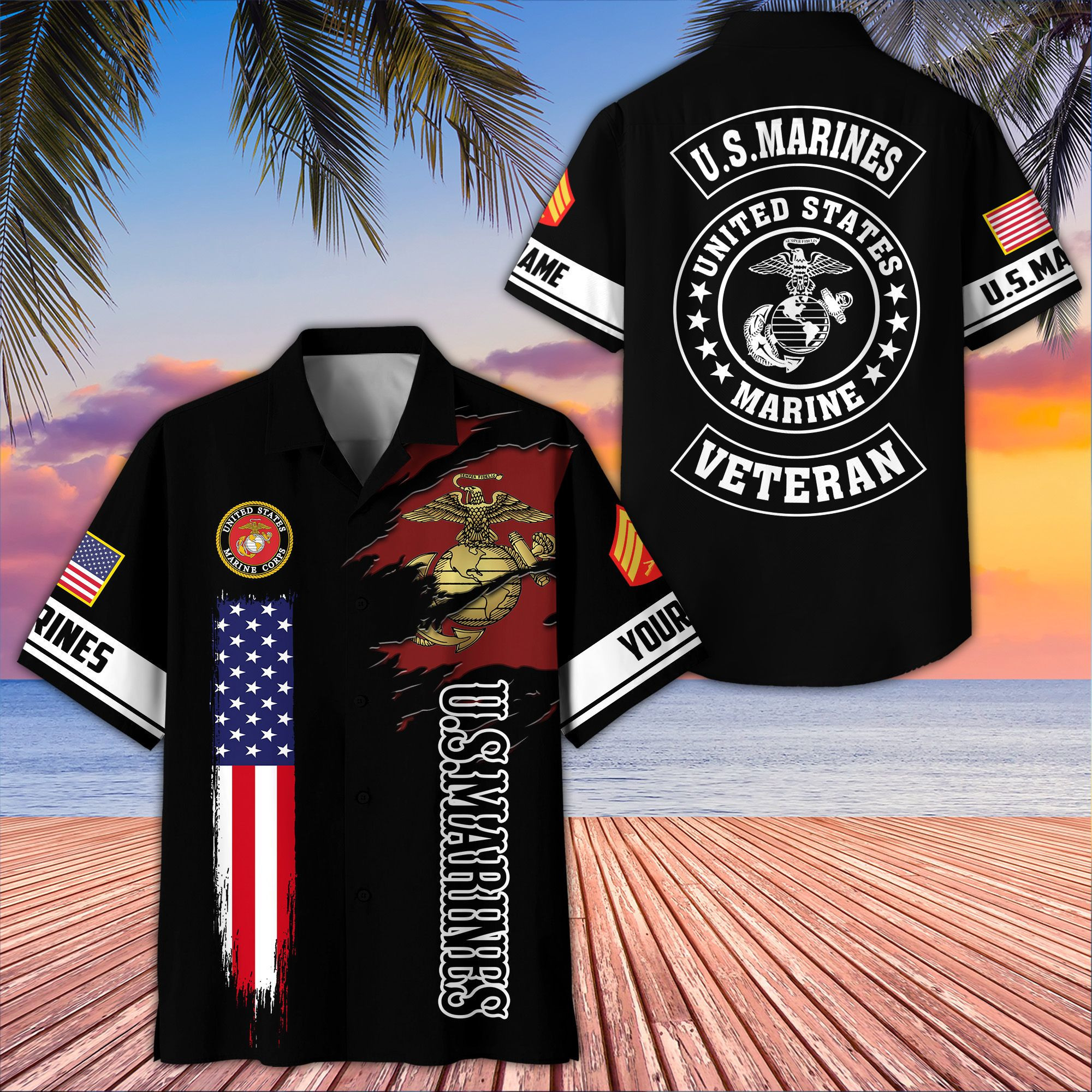 Unique Custom Name, Rank, USMC Hawaiian Shirt VPVC407203, Gifts For Marine Veteran, Best Gifts On Father’s Day, Independence Day, Veterans Day