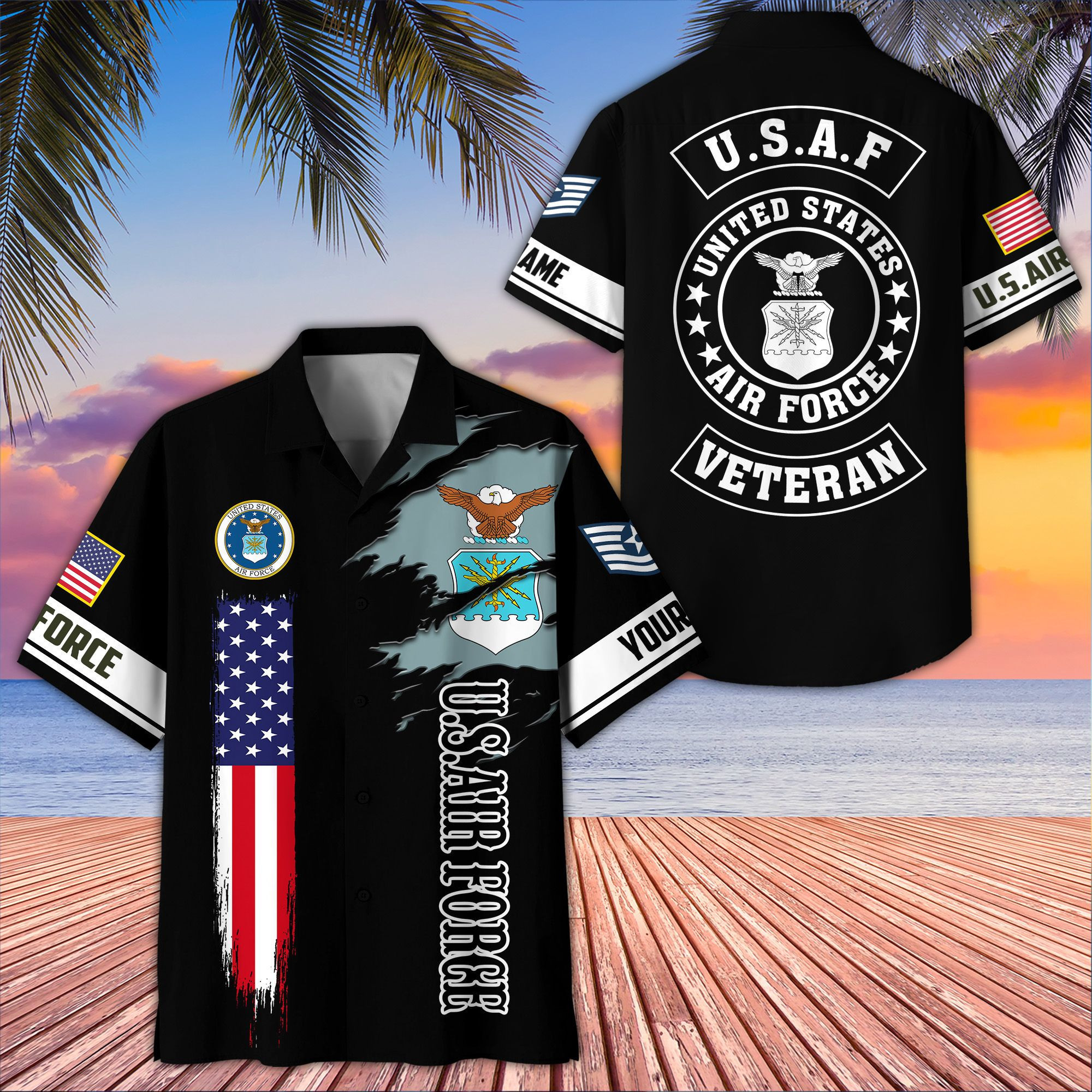 Unique Custom Name, Rank, USAF Hawaiian Shirt VPVC407204, Gifts For Air Force Veteran, Best Gifts On Father’s Day, Independence Day, Veterans Day