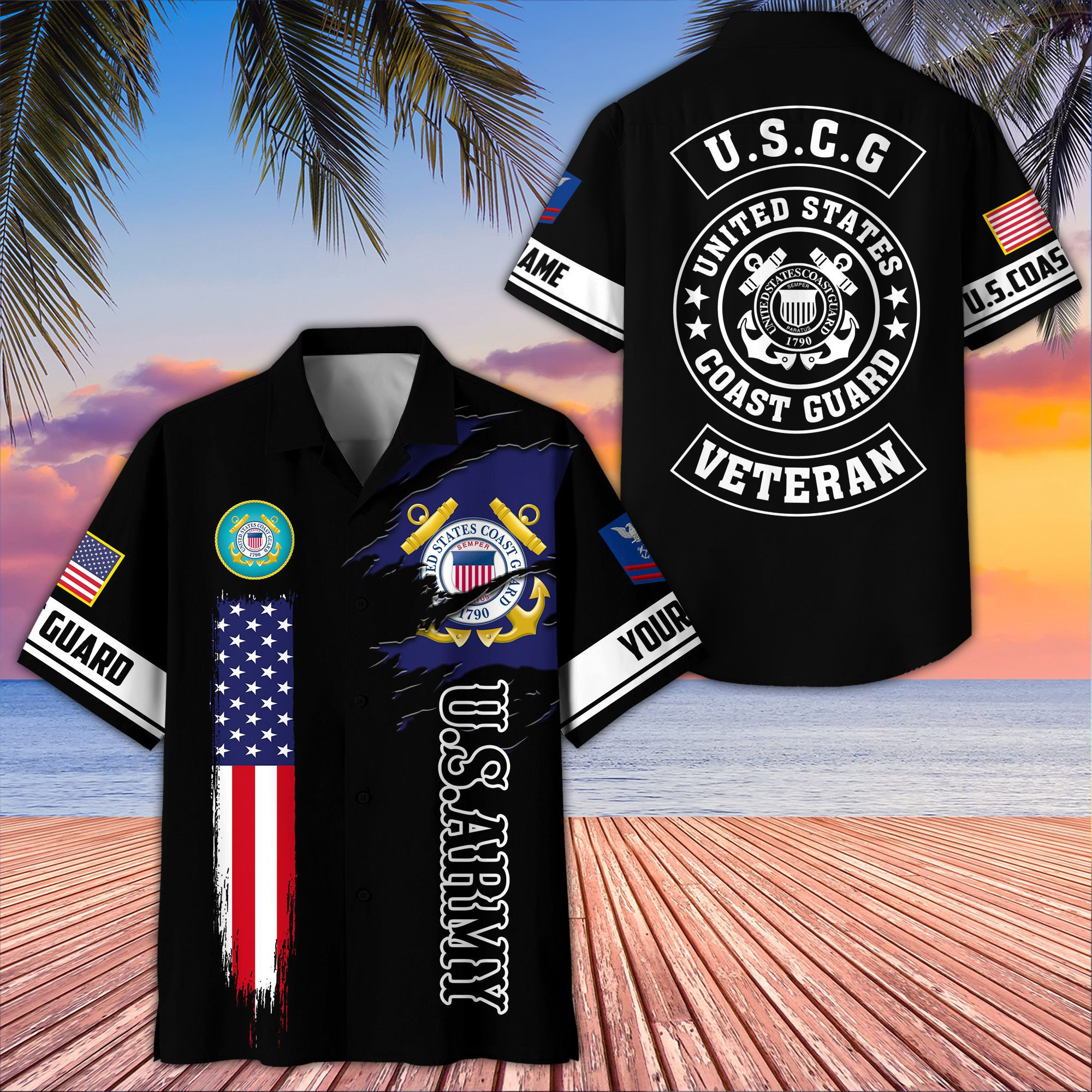 Unique Custom Name, Rank, USCG Hawaiian Shirt VPVC407205, Gifts For Coast Guard Veteran, Best Gifts On Father’s Day, Independence Day, Veterans Day