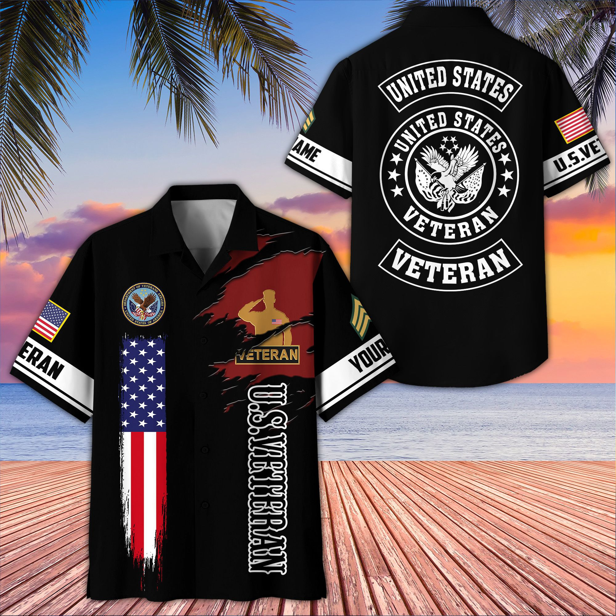 Unique Custom Name, Rank, US Veteran Hawaiian Shirt VPVC407207, Gifts For US Veteran, Best Gifts On Father’s Day, Independence Day, Veterans Day