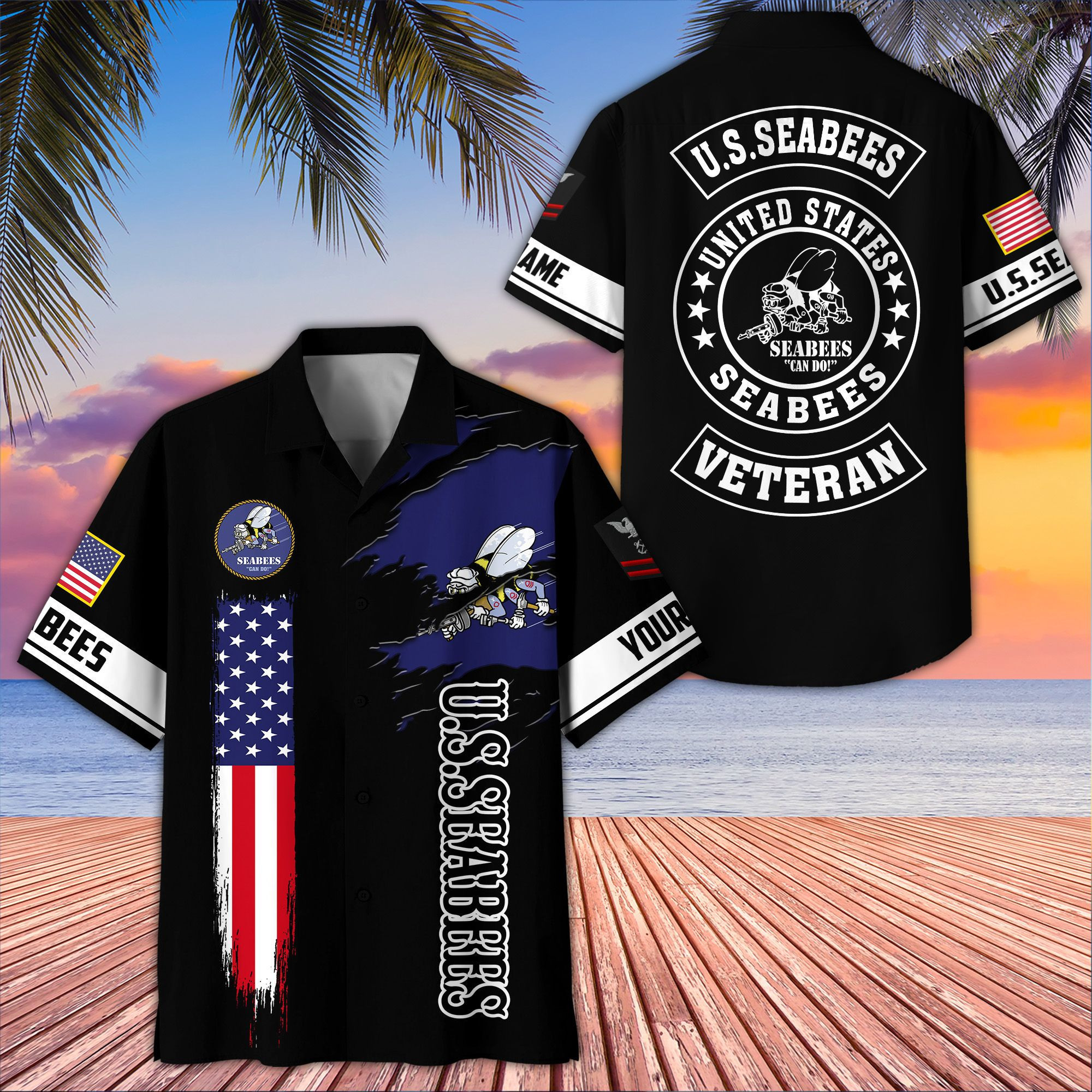 Unique Custom Name, Rank, US Seabees Hawaiian Shirt VPVC407209, Gifts For US Seabees, Best Gifts On Father’s Day, Independence Day, Veterans Day
