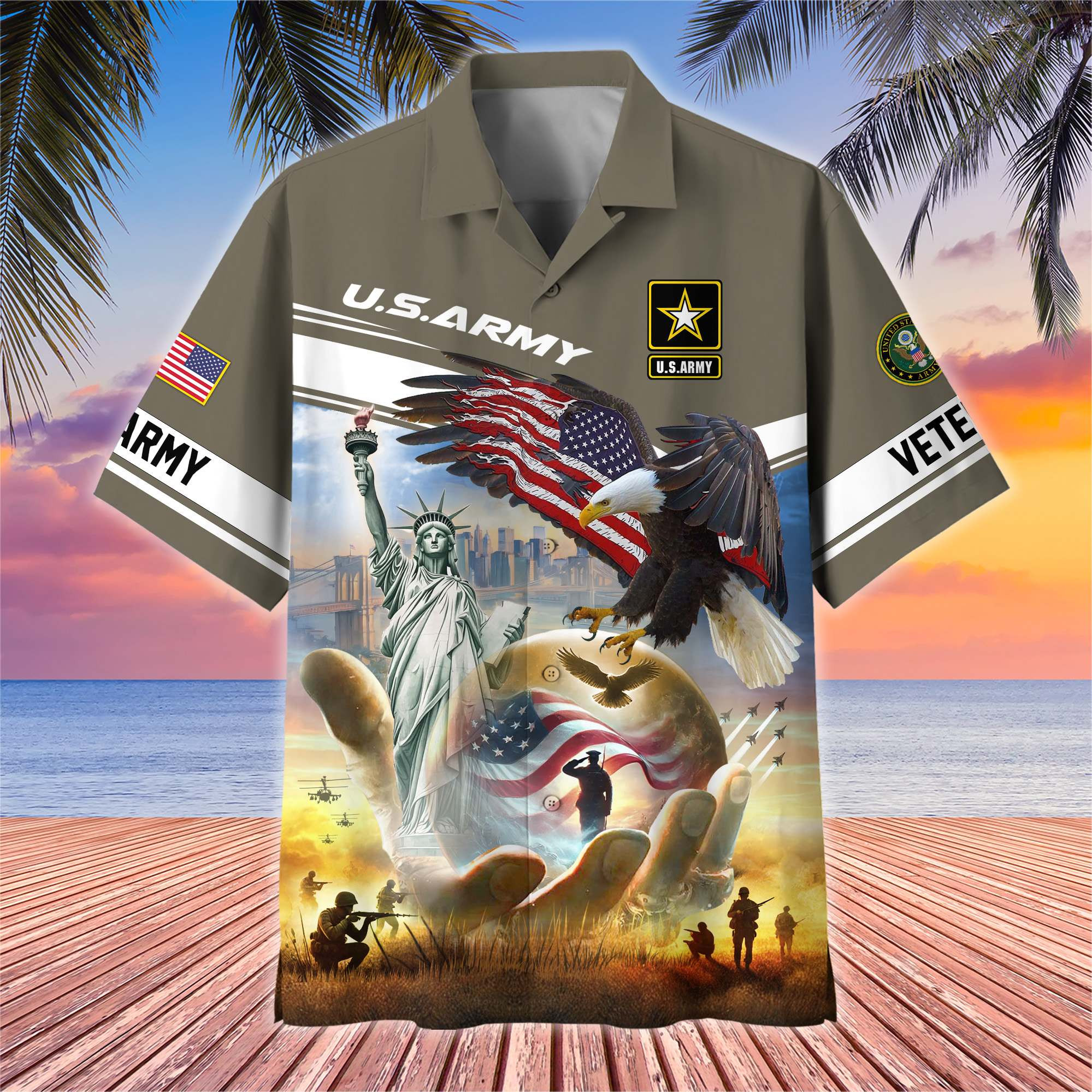 Premium US Veterans Hawaiian Shirt BPHN230513, Gifts For US Veterans, Gifts On Father’s Day, Armed Forces Day, Veterans Day