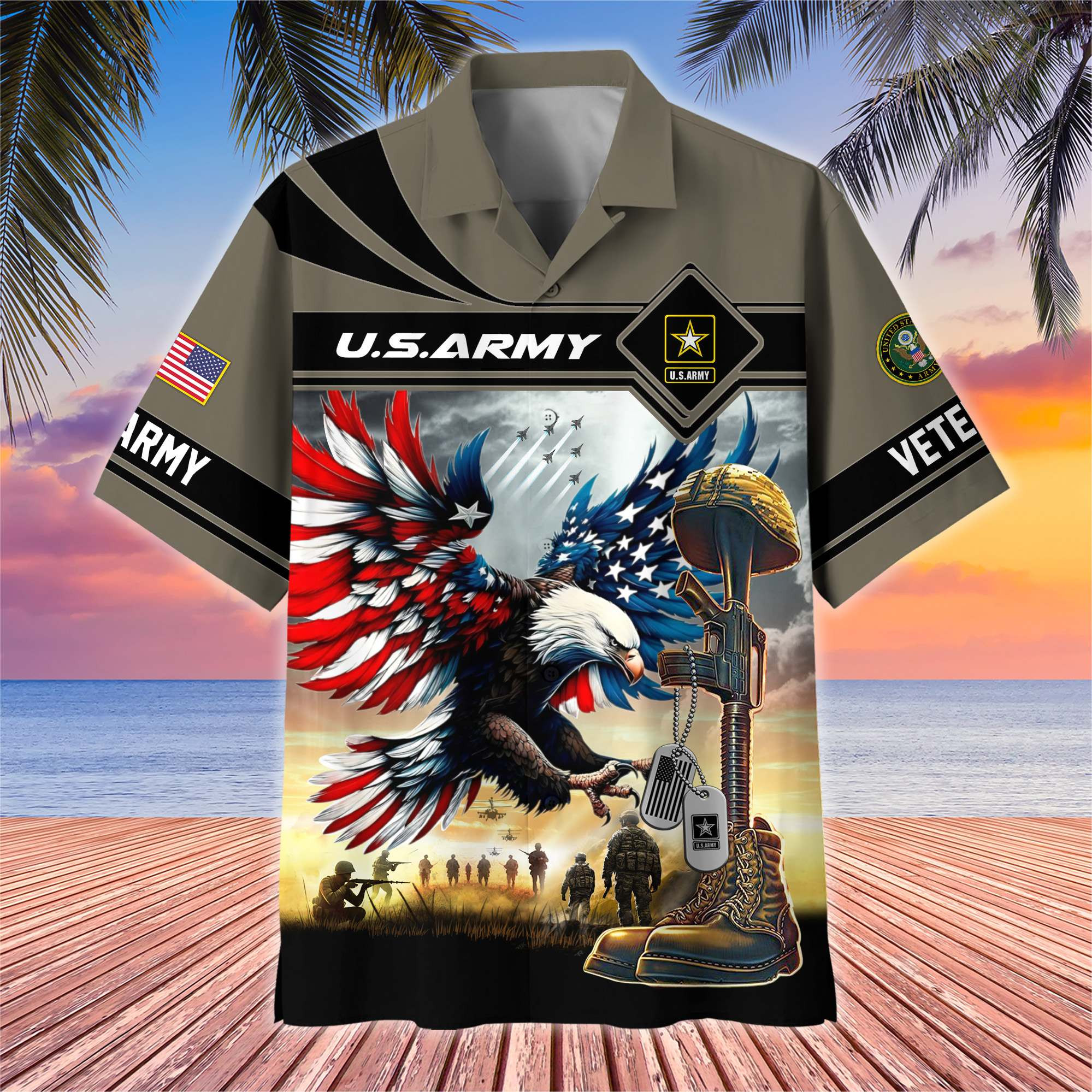 Premium US Veterans Hawaiian Shirt BPHN270512, Gifts For US Veterans, Gifts On Father’s Day, Armed Forces Day, Veterans Day