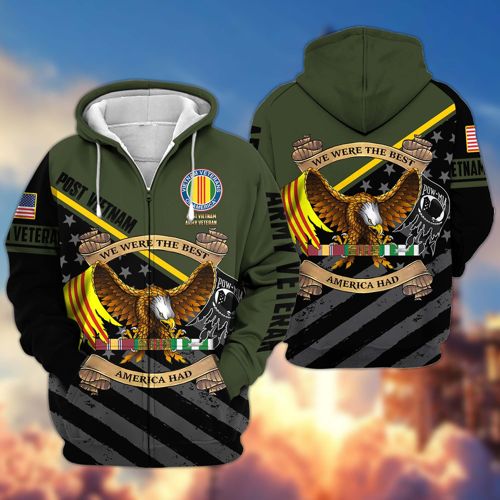 Premium Post Vietnam Army Veteran Zip Up Hoodie, Gifts For Vietnam Veteran BPVC090610