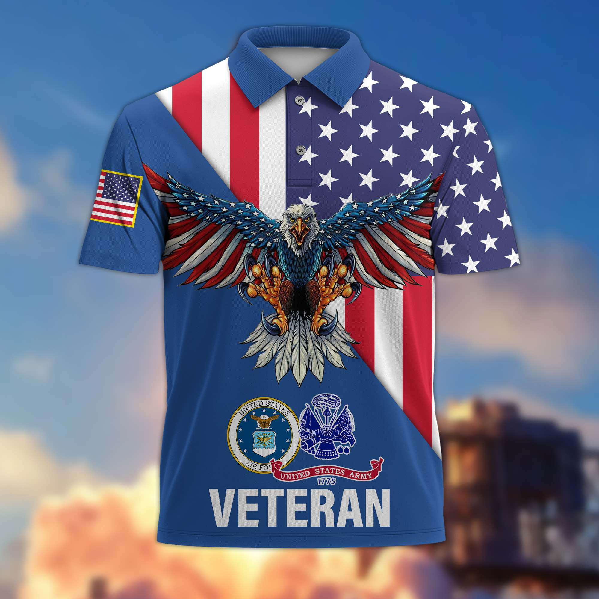 Premium USAF – US Army Polo Shirt BPVC090615, Gifts For US Veteran