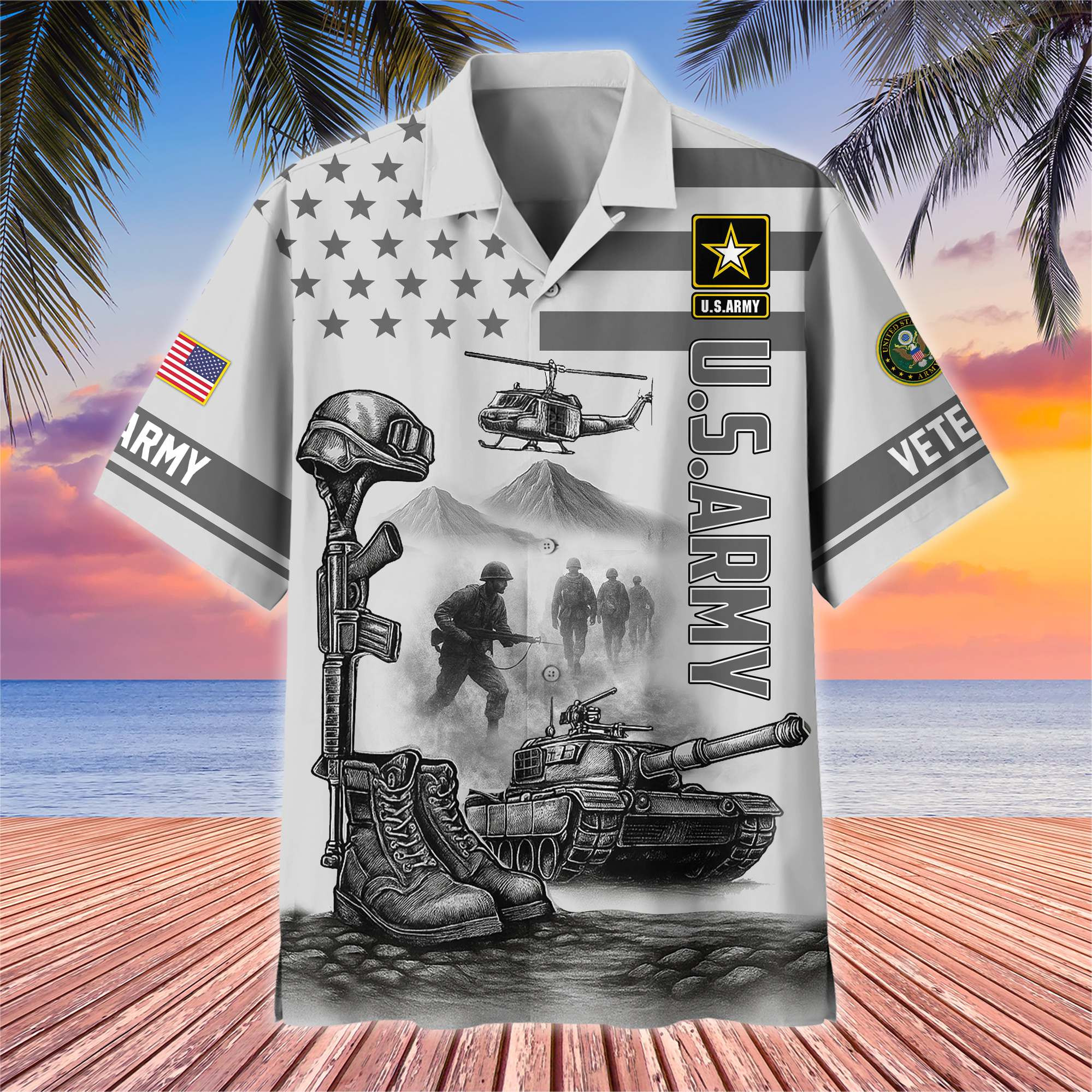 Premium US Veterans Hawaiian Shirt BPHN060612, Gifts For US Veterans, Gifts On Father’s Day, Armed Forces Day, Veterans Day