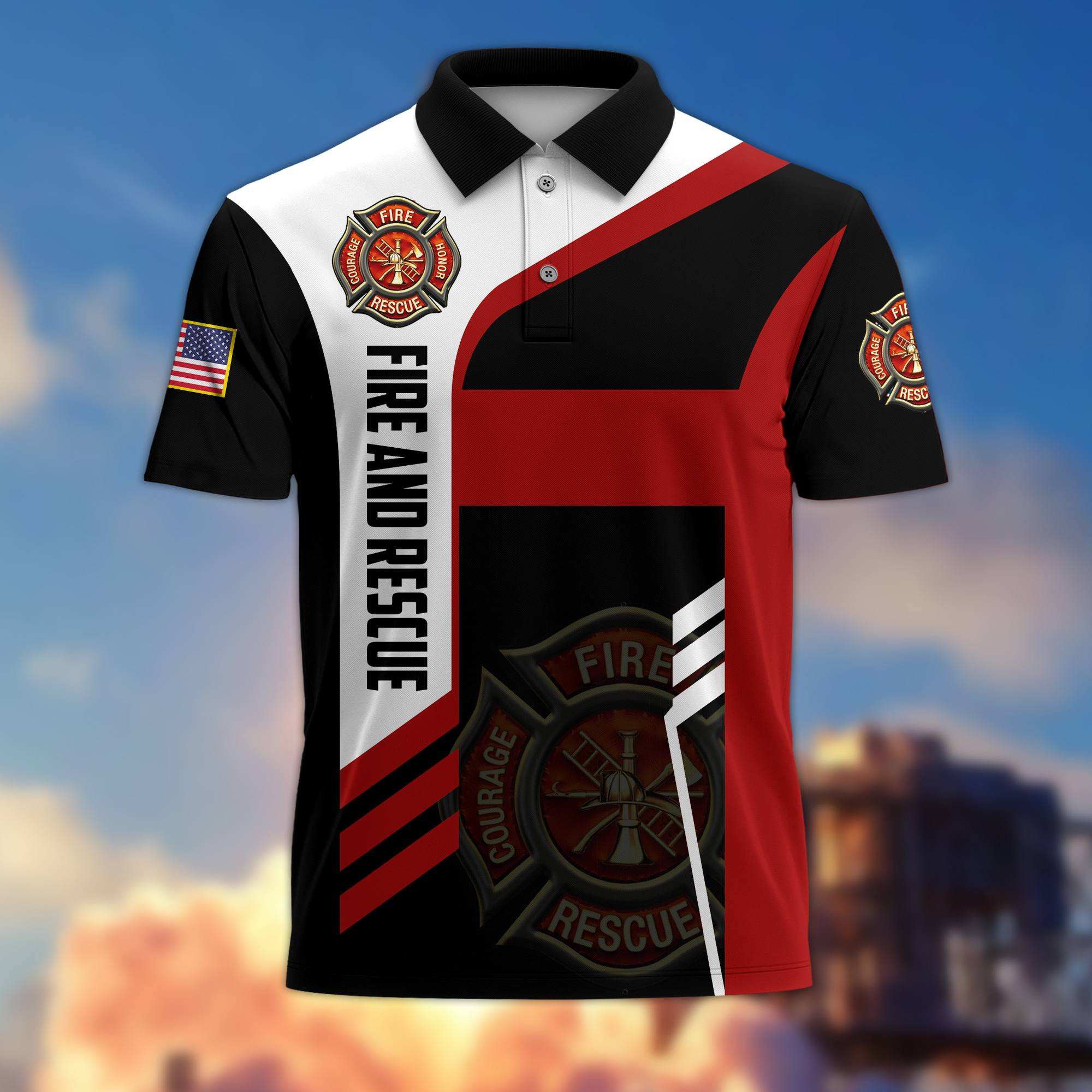 Premium US Fire And Rescue Polo Shirt BPVC180611