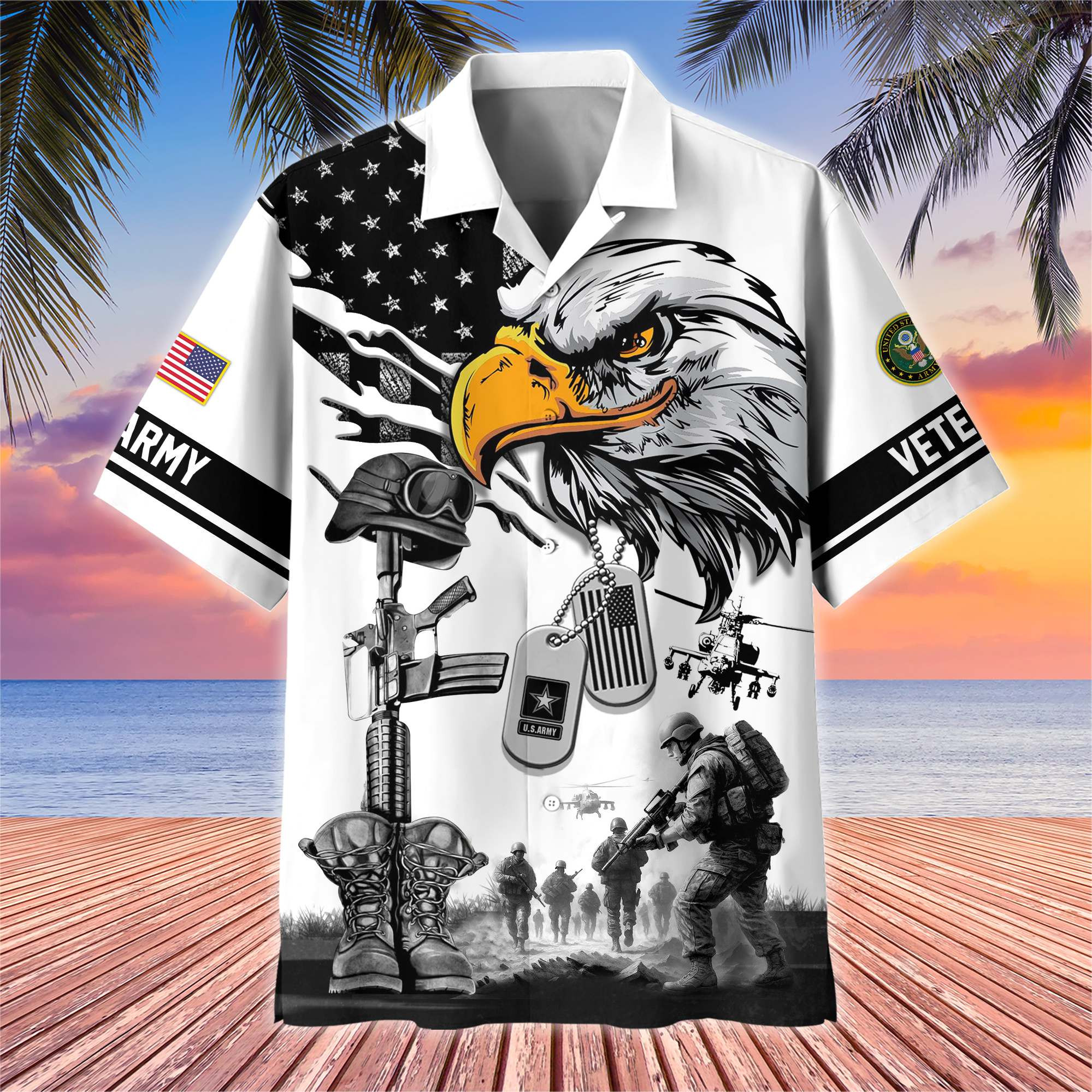 Premium US Veterans Hawaiian Shirt BPHN160611, Gifts For US Veterans, Gifts On Armed Forces Day, Independence Day, Veterans Day