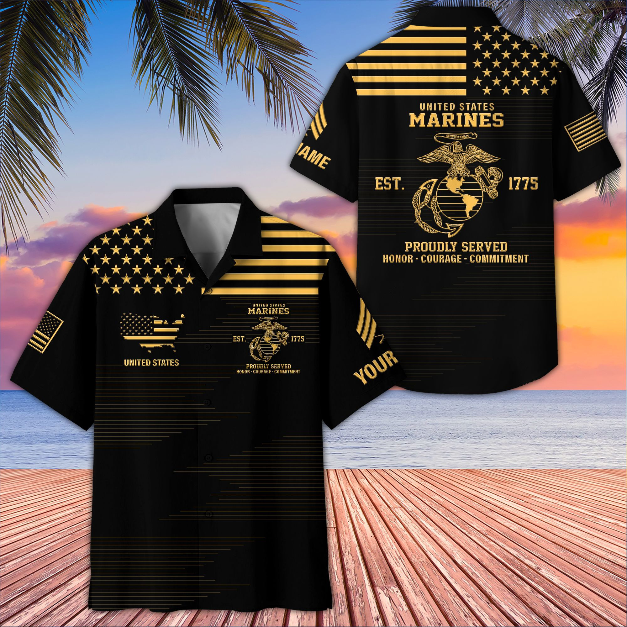Unique Custom Name, Rank, USMC Hawaiian Shirt VPVC407603, Gifts For Marine Veteran, Best Gifts On Father’s Day, Independence Day, Veterans Day