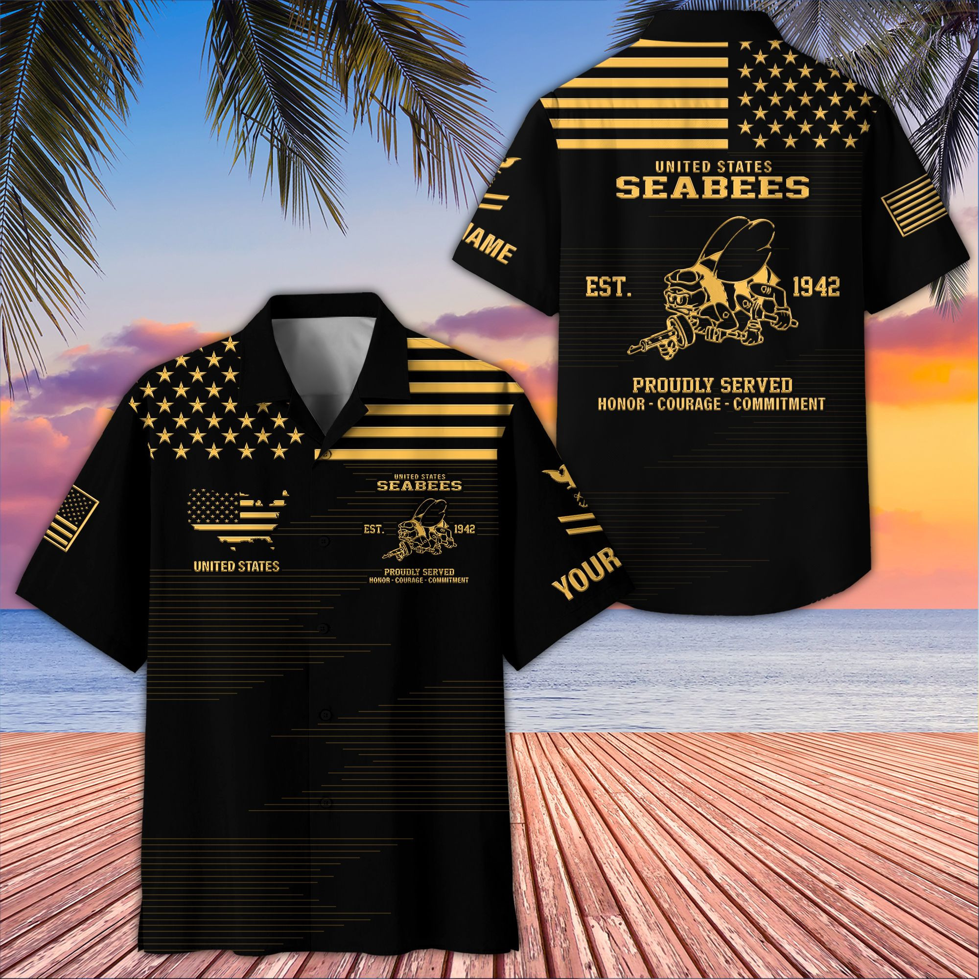 Unique Custom Name, Rank, US Seabees Hawaiian Shirt VPVC407609, Gifts For US Seabees, Best Gifts On Father’s Day, Independence Day, Veterans Day