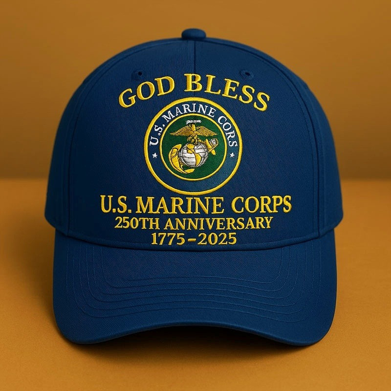 Premium USMC Embroidered Hats VPVC307801, 250th Anniversary Marine Corps Hat, Gifts For Marine Veteran, Gifts On Father’s Day, Veterans Day