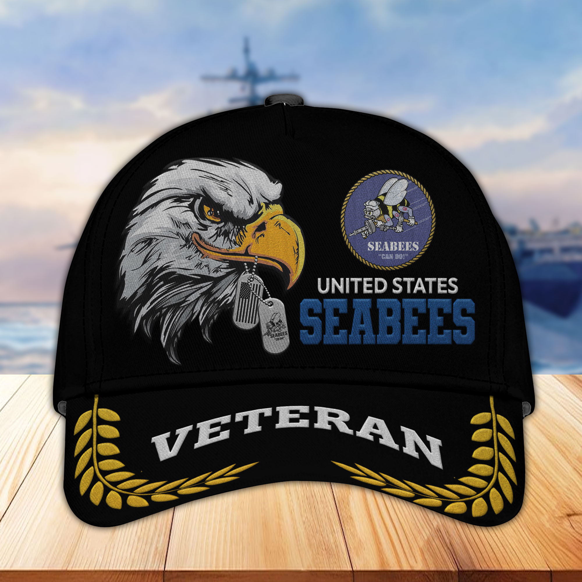 Unique Custom Name, Rank, Year, US Seabees Embroidered Hats VPVC307009, Gifts For US Seabees, Best Gifts On Father’s Day, Independence Day, Veterans Day