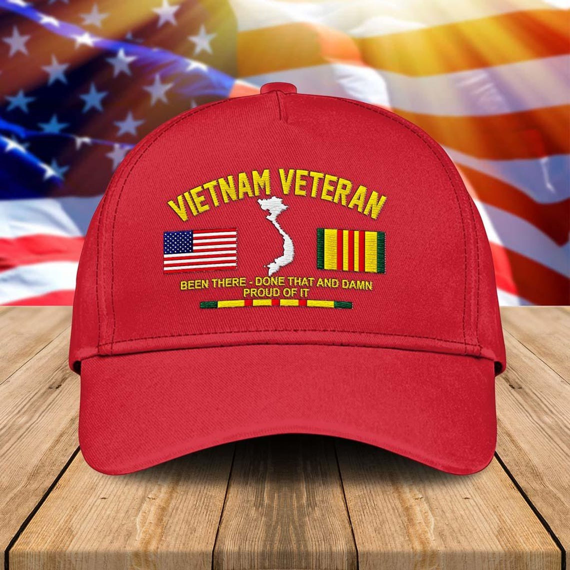 Premium Custom Vietnam Veteran Embroidered Hats VPVC307818, Gifts For Vietnam Veteran, Gifts On Father’s Day, Armed Forces Day, Independence Day, Veterans Day